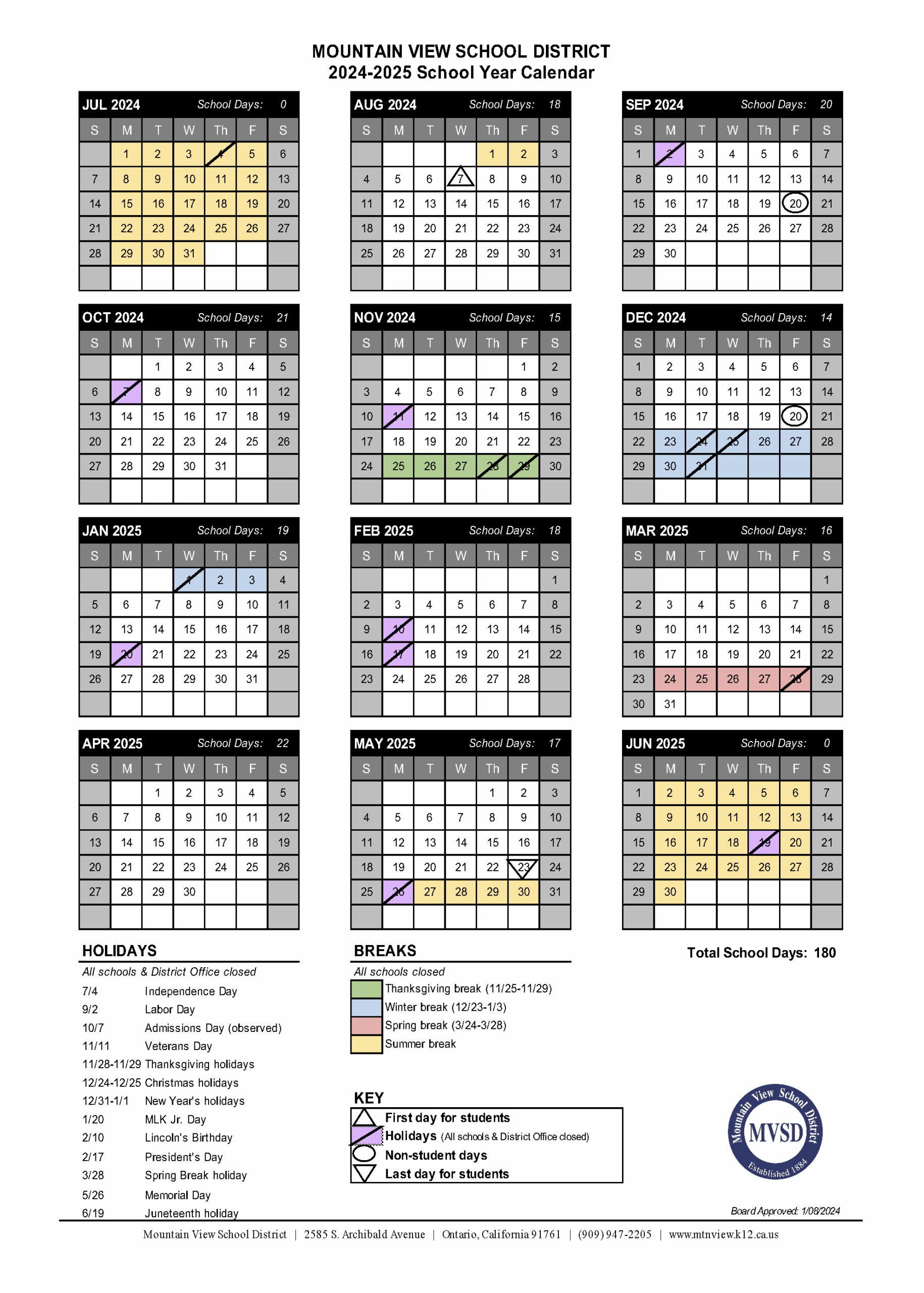 2024 2025 School Year Calendar Grace Yokley Jr High