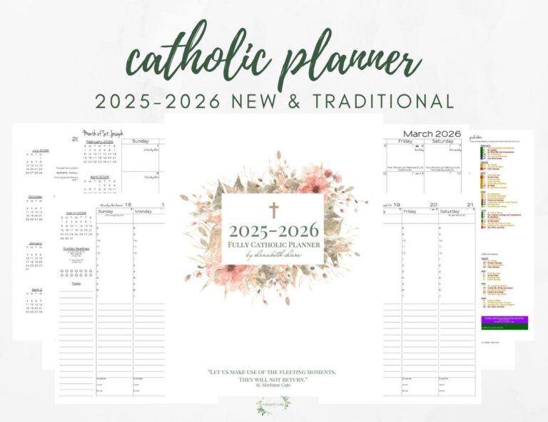 2025 2026 Catholic Planner Printable PDF Daybook Daily Weekly Calendar Catholic Liturgical Year Calendar Catholic Woman TLM
