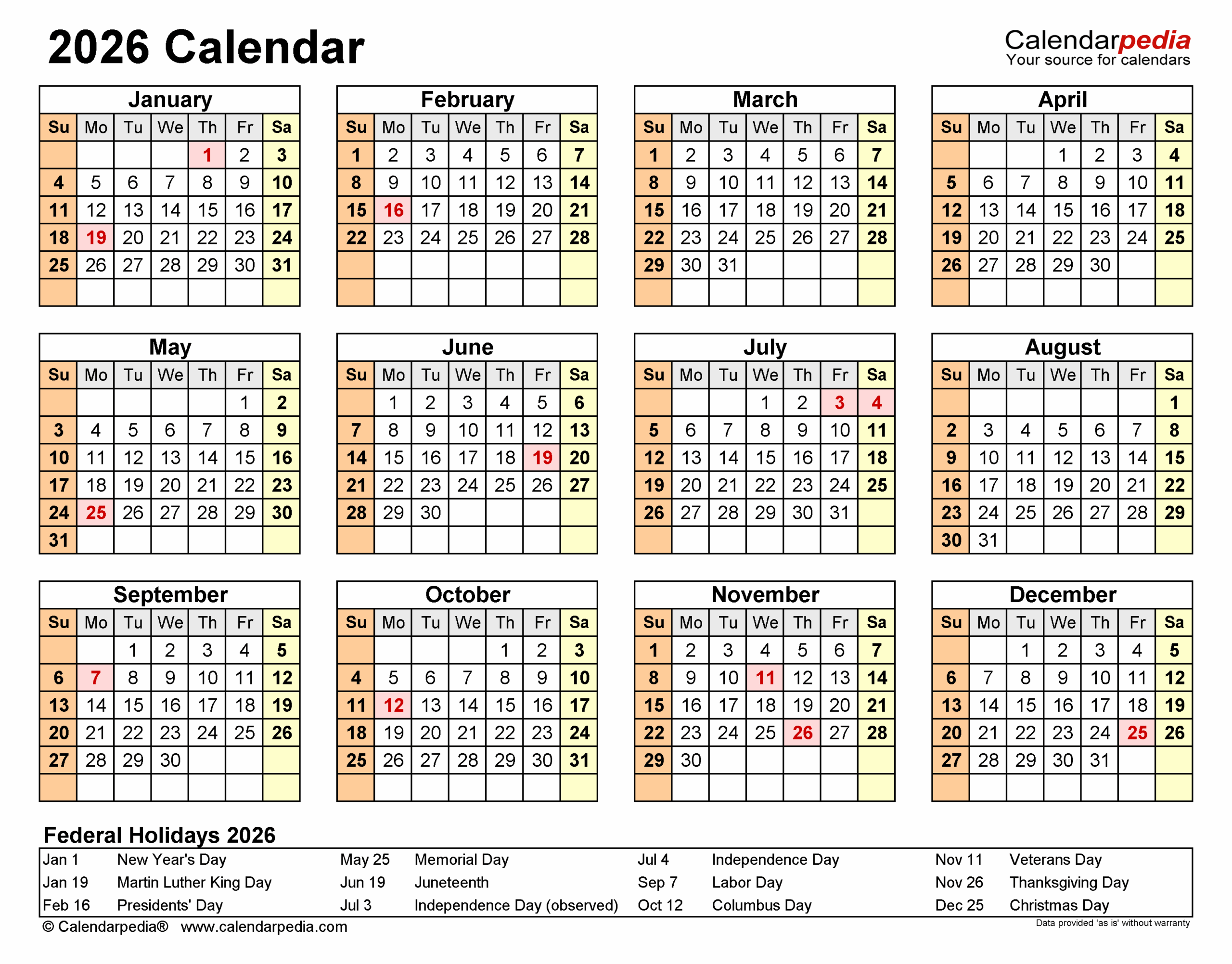 2026 Calendar Free Printable Excel Templates Calendarpedia