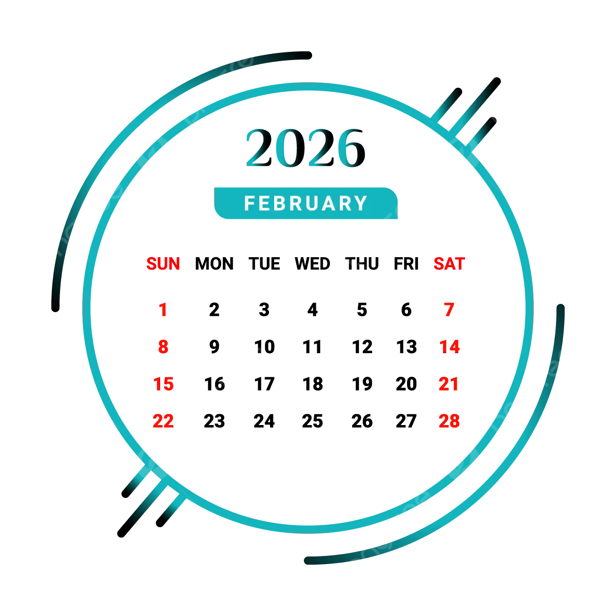 2026 February Month Calendar Green And Black Unique Design Vector 