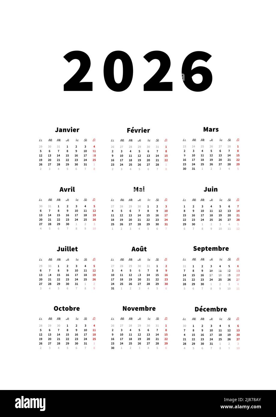 2026 French Calendar Hi res Stock Photography And Images Alamy