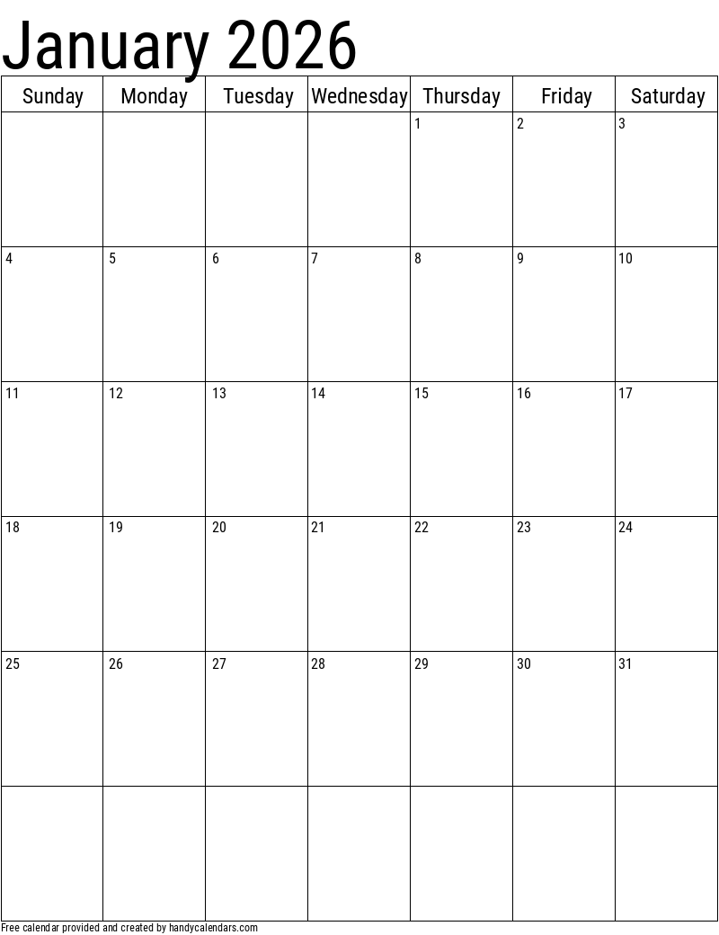 January 2026 Calendar India