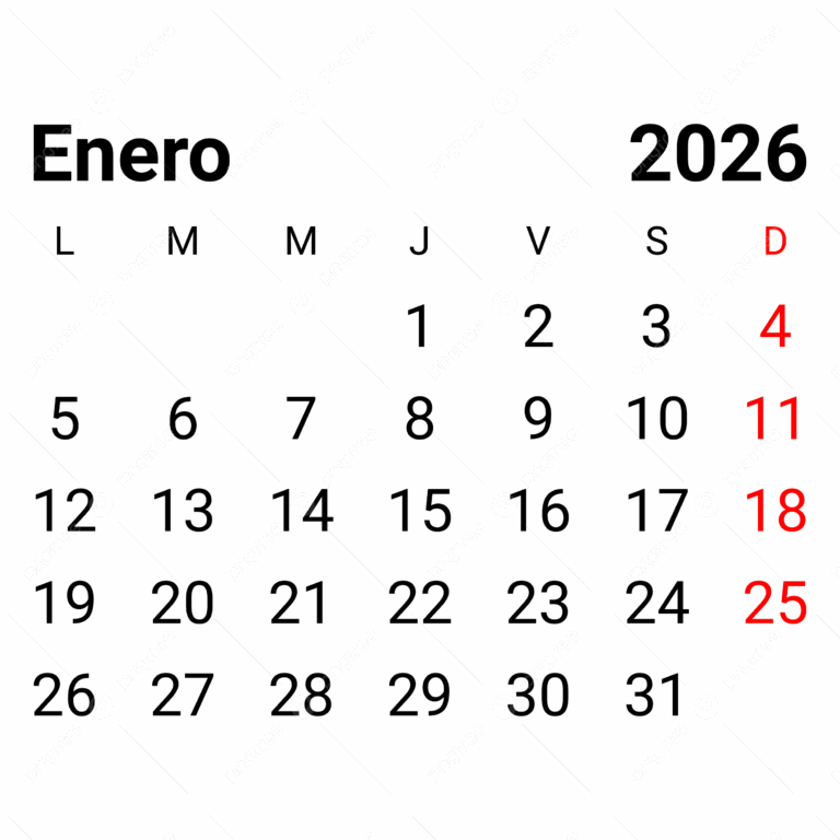 2026 January Monthly Spanish Calendar Vector 2026 January Monthly 
