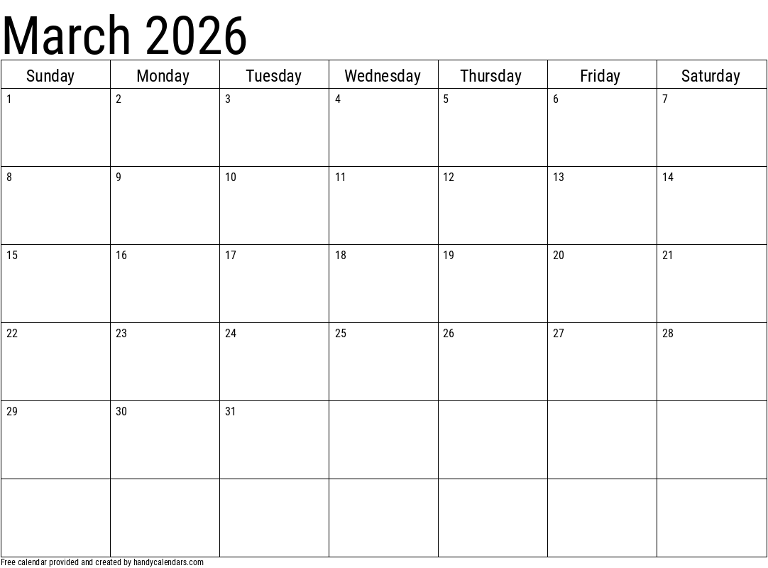 March 2026 Digital Calendar
