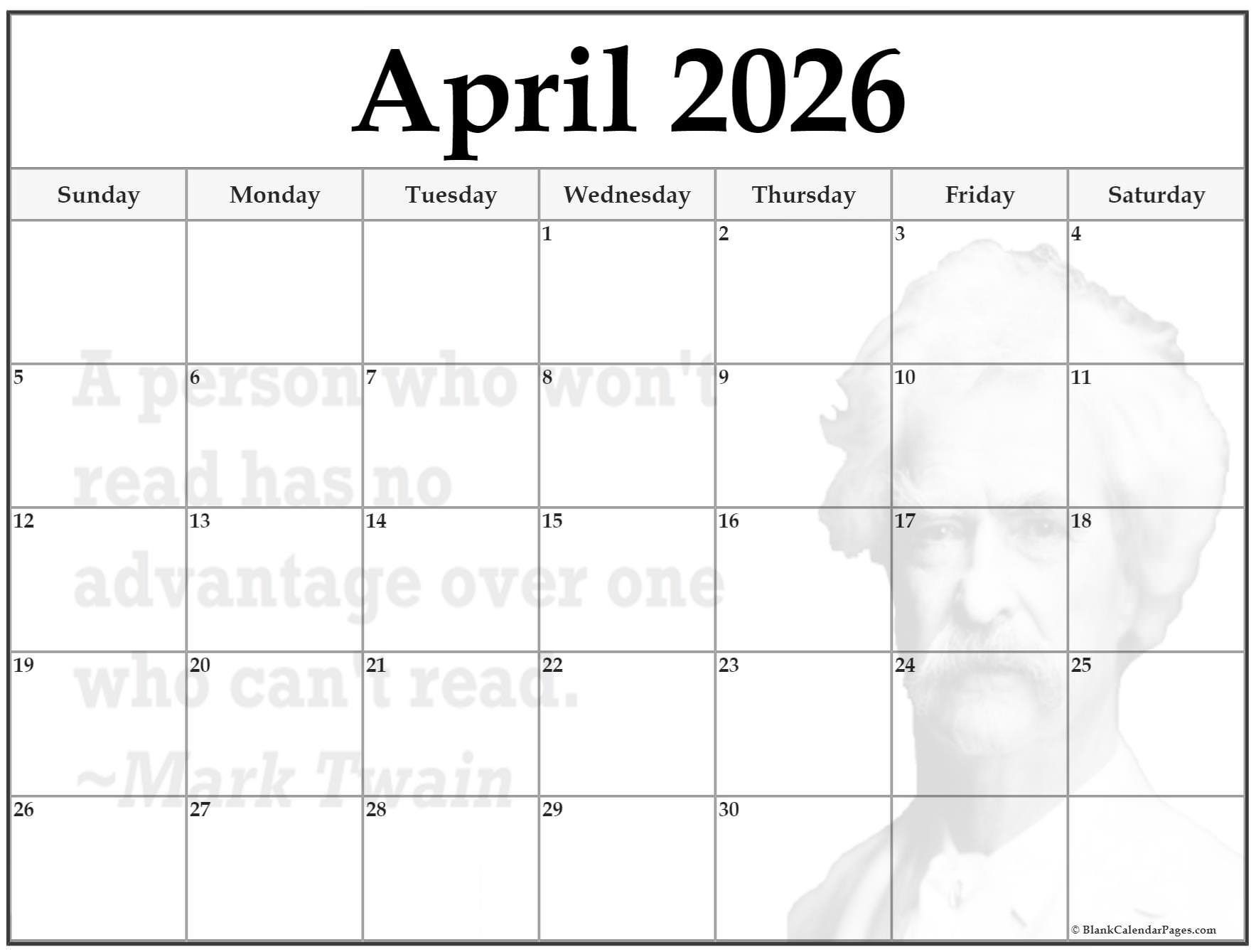 24 April 2026 Quote Calendars