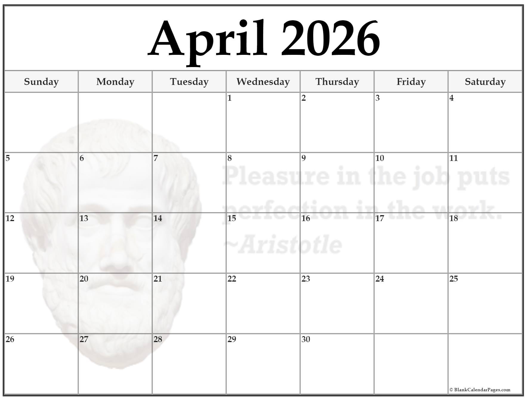 24 April 2026 Quote Calendars