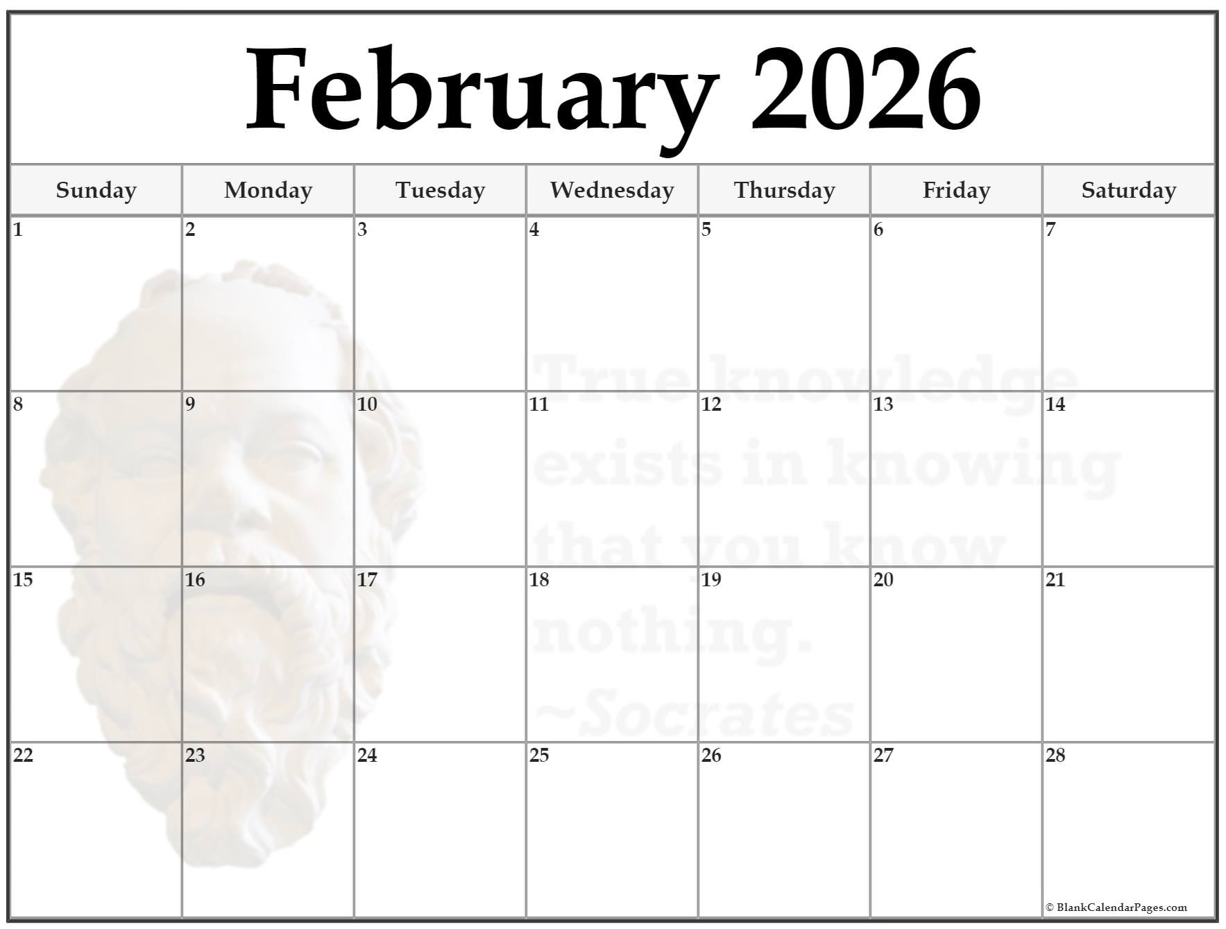 February 2026 Calendar.