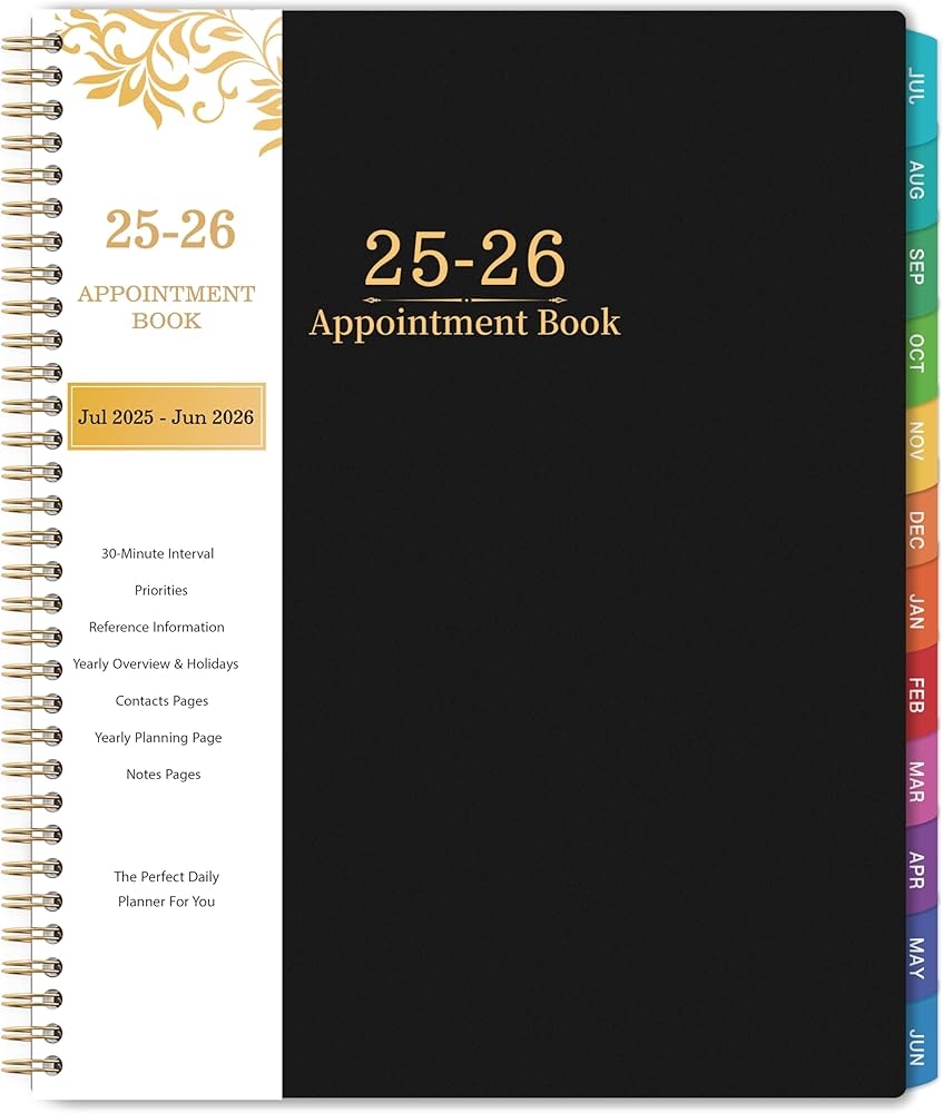 Amazon 2025 2026 Appointment Book Daily Planner 2025 2026 From Jul 2025 Jun 2026 30 Minute Interval Hourly Planner Weekly Appointment Planner With Colorful Tabs 8 5