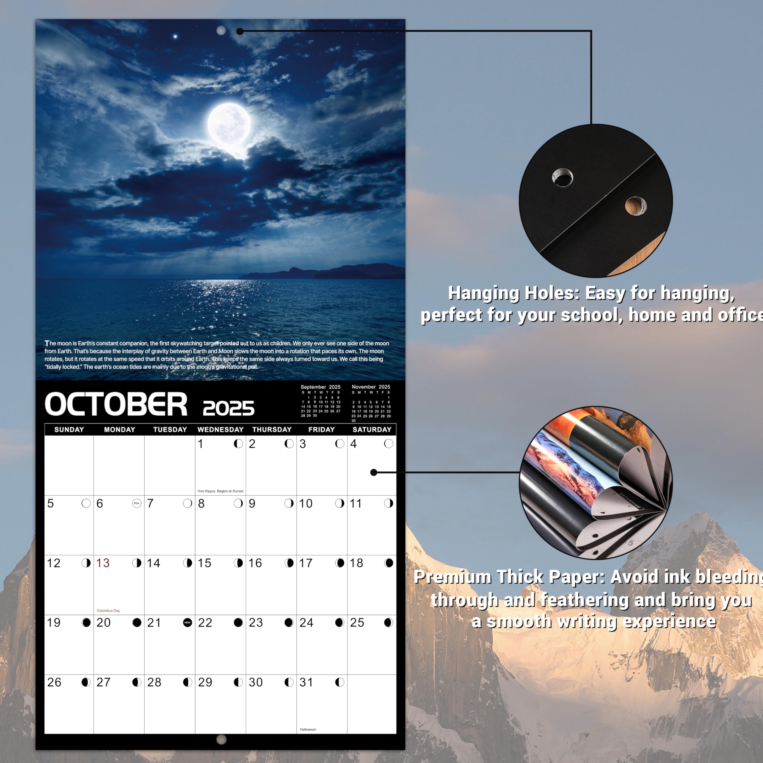 Amazon 2025 2026 Wall Calendar Calendar 2025 2026 July 2025 December 2026 12 24 Open 2025 2026 Calendar With Moon Phases Hanging Holes Large Blocks Perfect For Organizing U0026 Planning Office Products