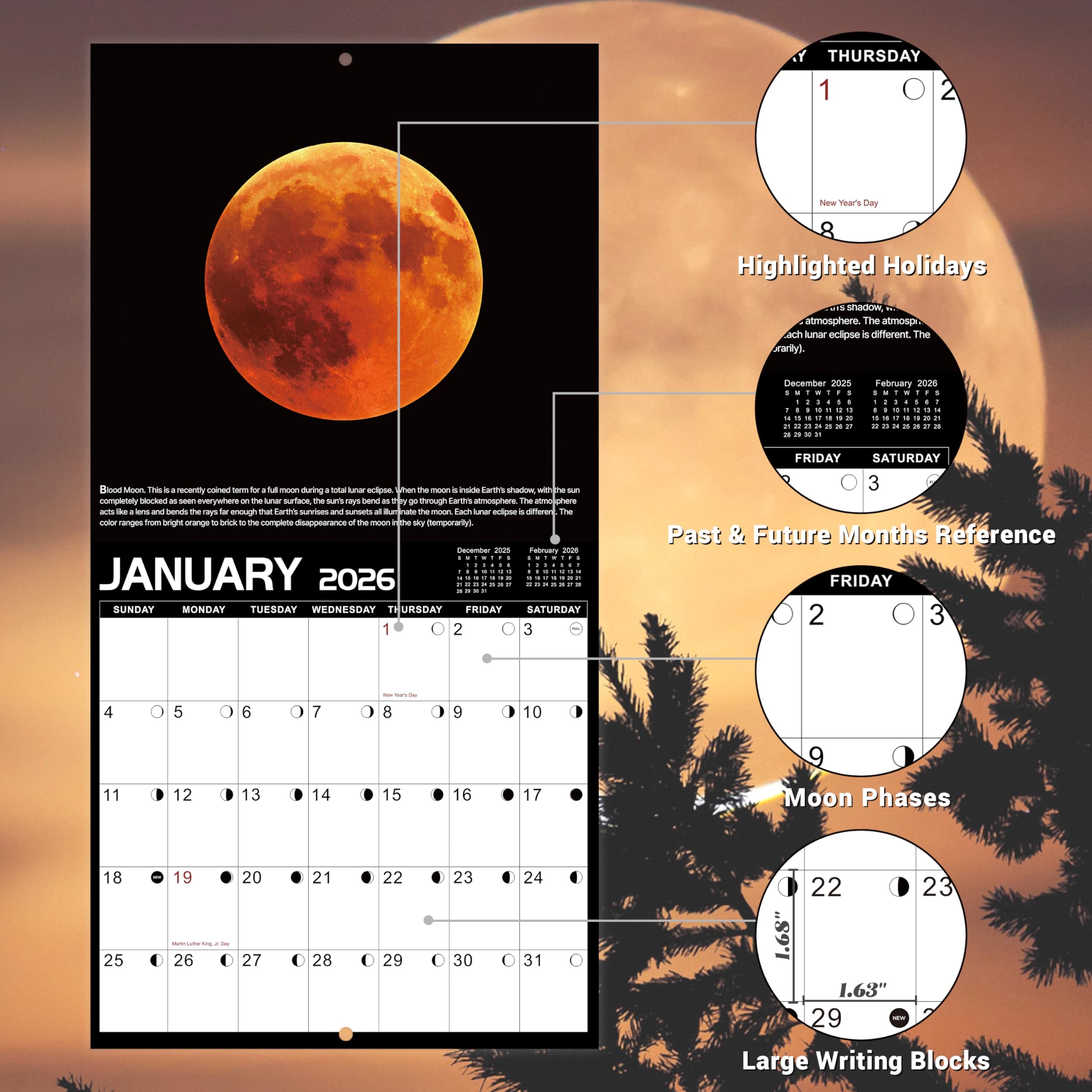 Moon Phases Calendar For January 2026