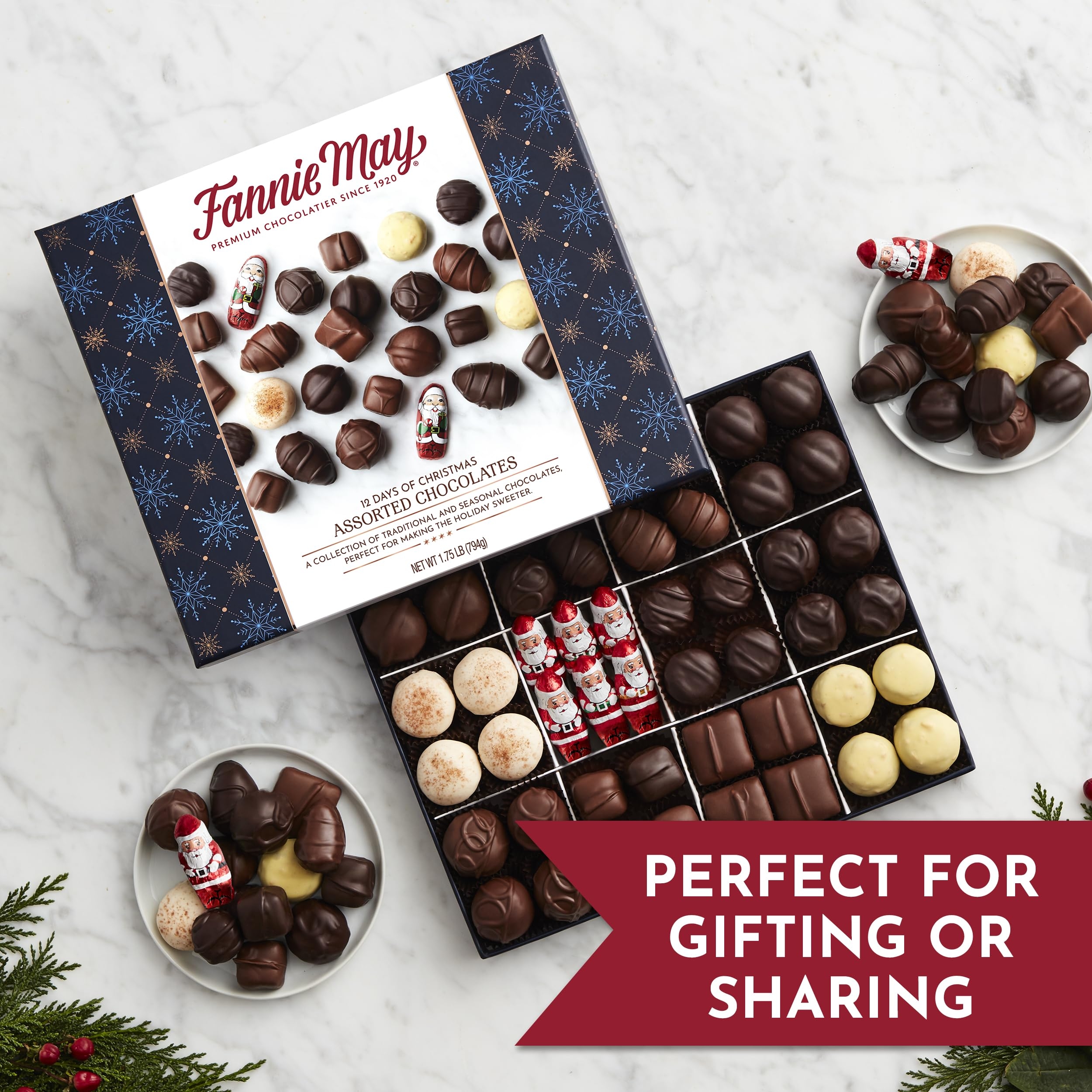 Amazon Fannie May Milk And Dark Chocolate Holiday Gifts Assorted Chocolates Holiday Chocolate Gift Box 1 78 Lb Grocery U0026 Gourmet Food