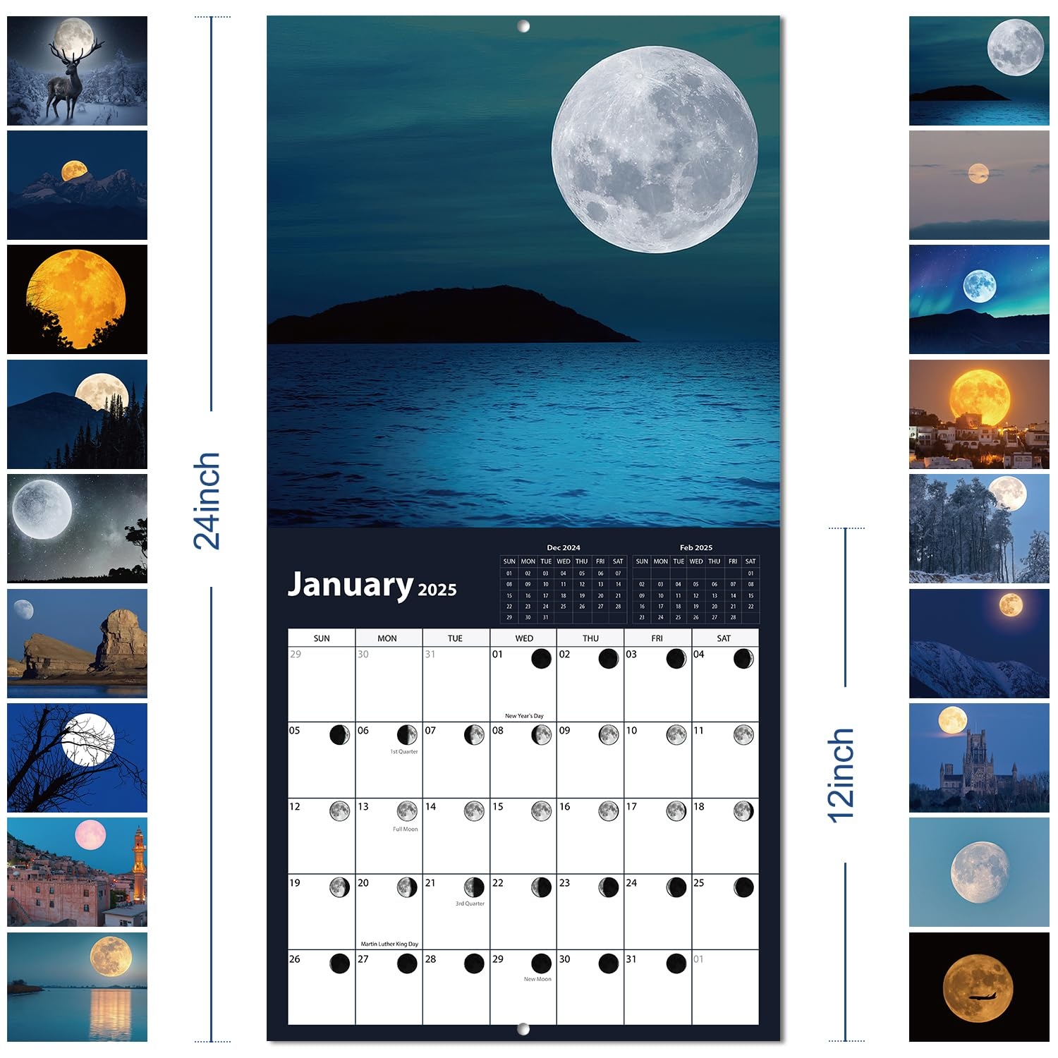 Amazon Wall Calendar 2025 Moon Calendar January 2025 June 2026 18 Month Moon Phases Calendar 12