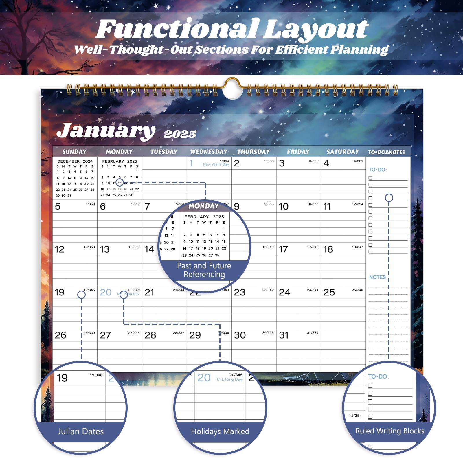 Amazon XISIDO 2025 Calendar 18 Month Wall Calendar 2025 2026 January 2025 To June 2026 Calendar With Julian Dates 14 8