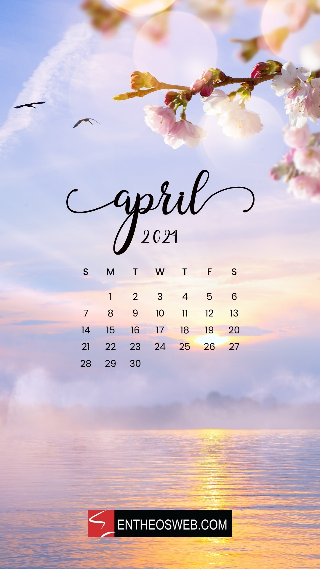 April 2026 Calendar Phone Wallpaper