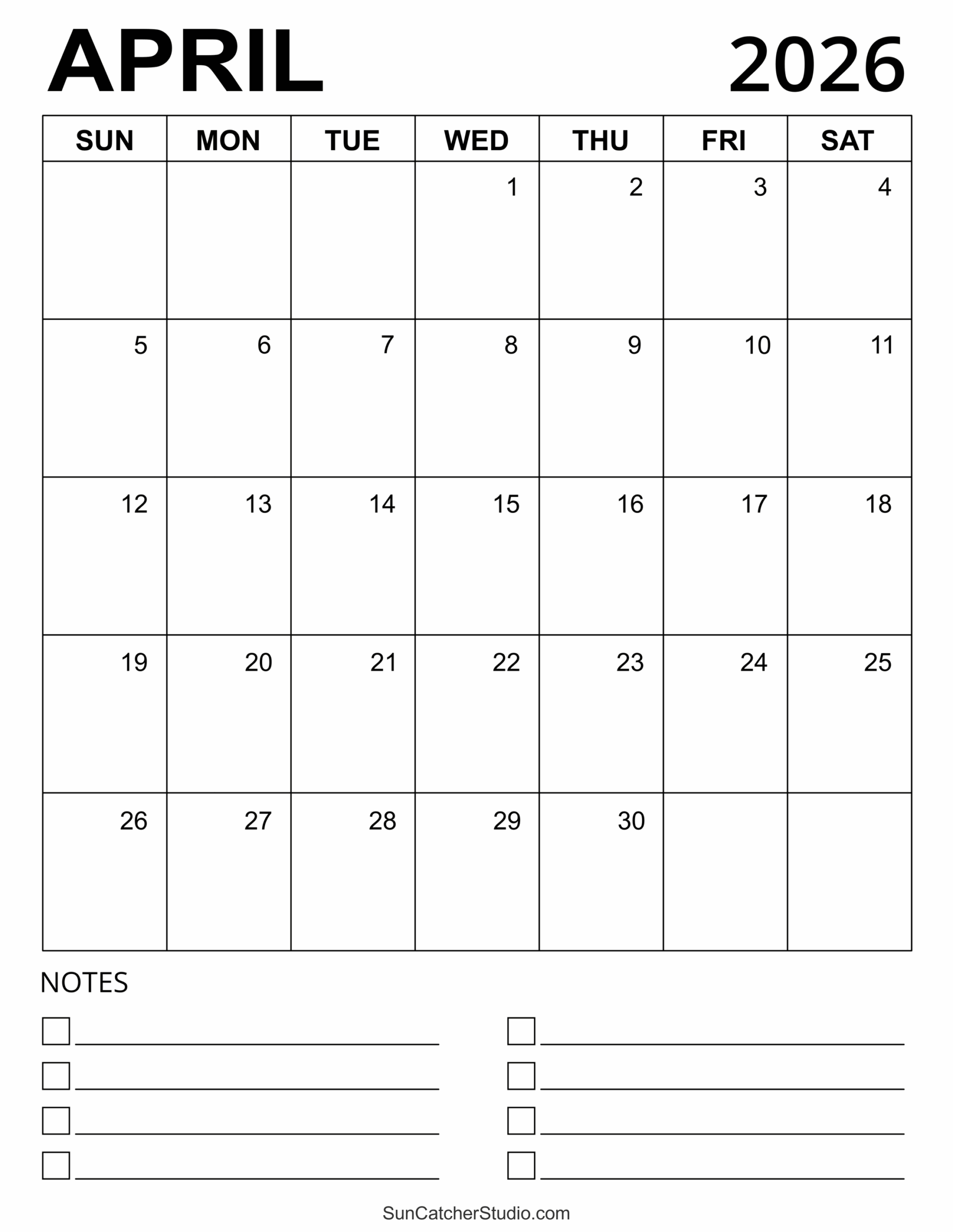 April 2026 Calendar Ideas