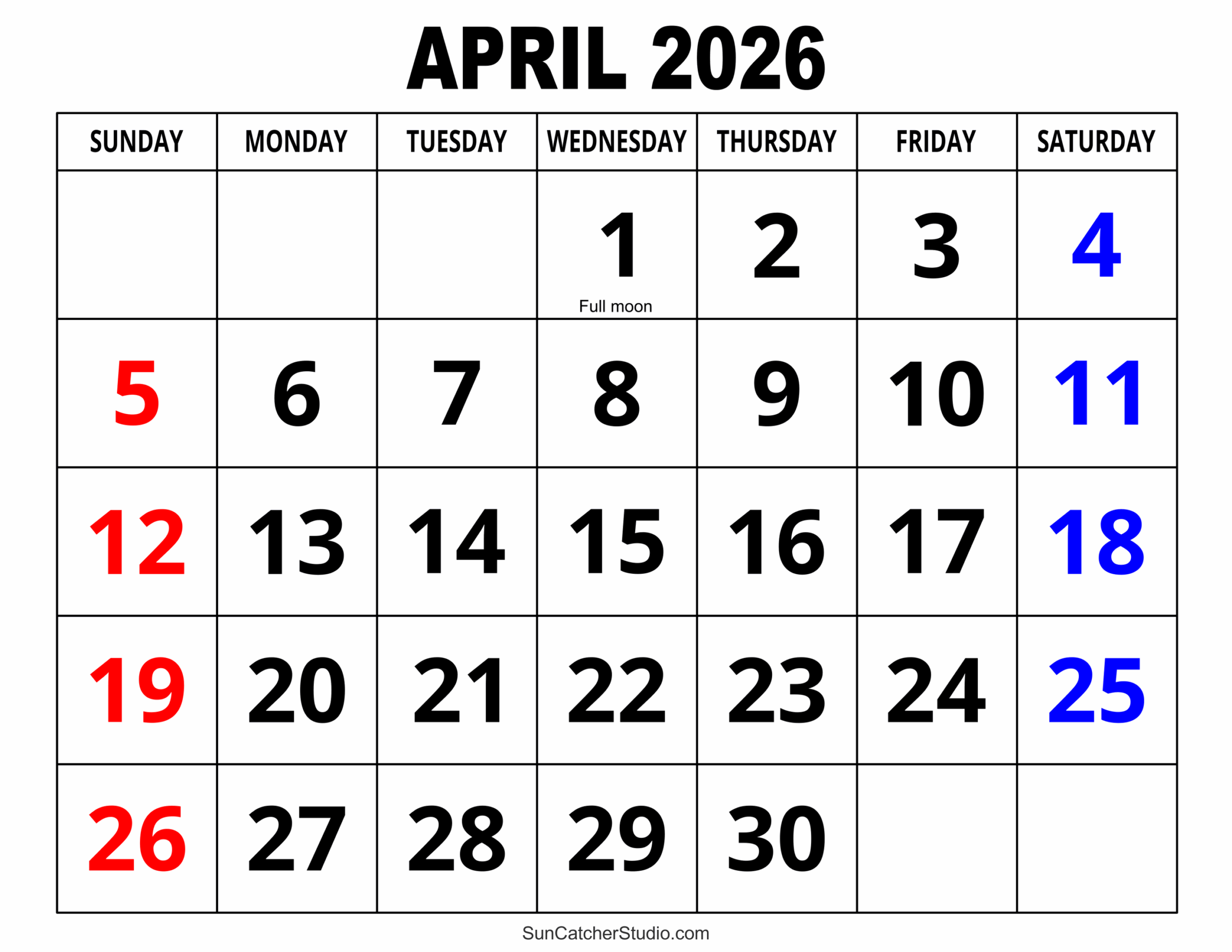 Fun April 2026 Calendar