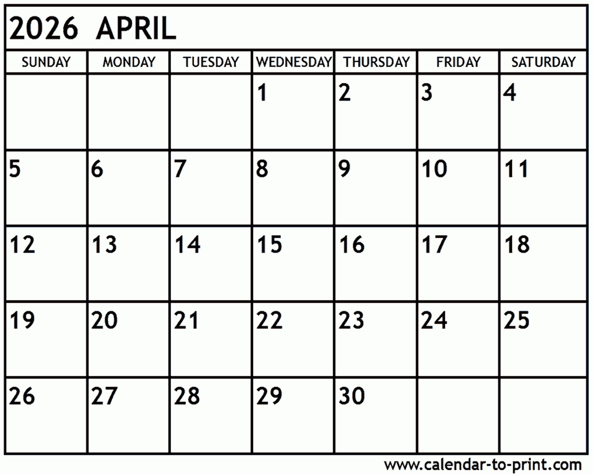 Calendar 2026 April-May