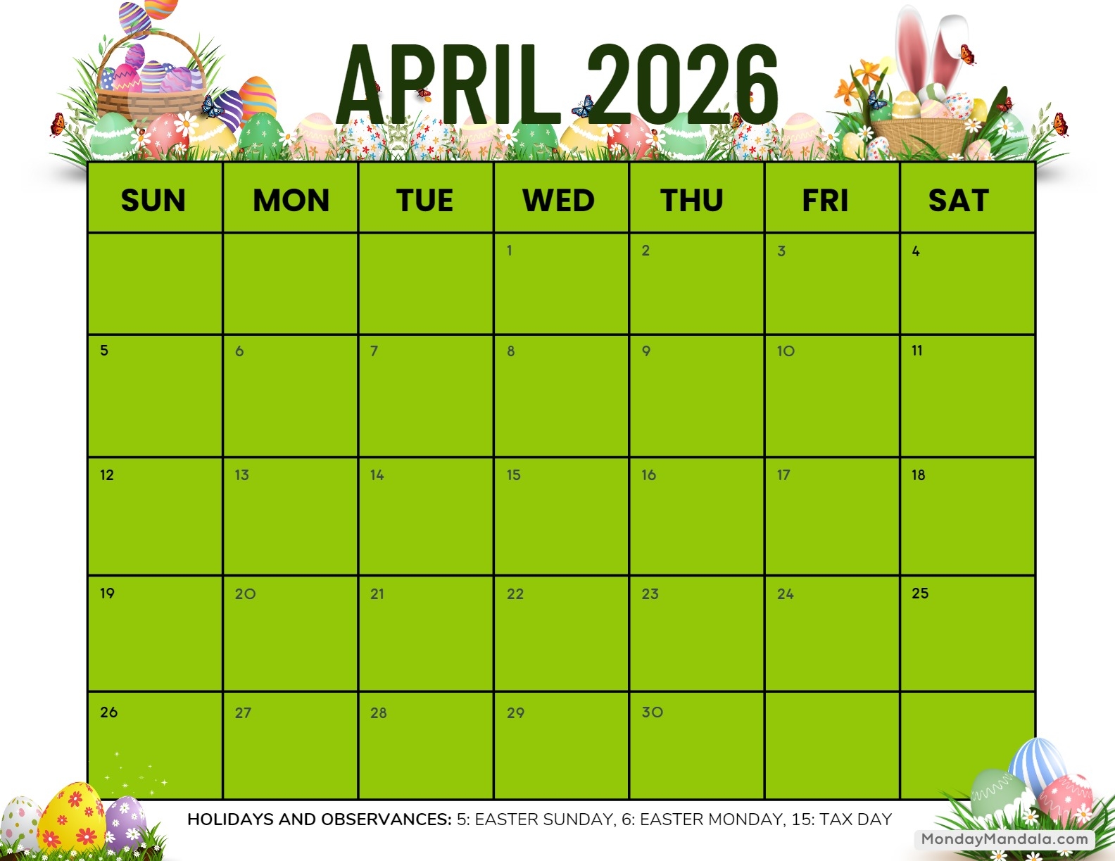 April 2026 Calendars Free PDF Printables 