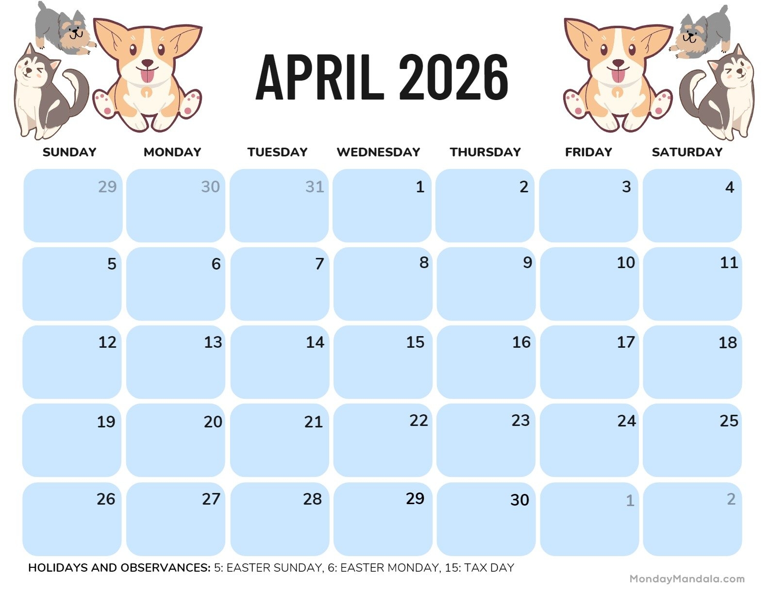 April 2026 Calendars Free PDF Printables 