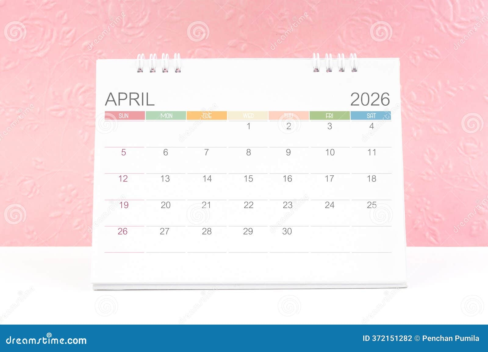 April Calendar 2026 Color