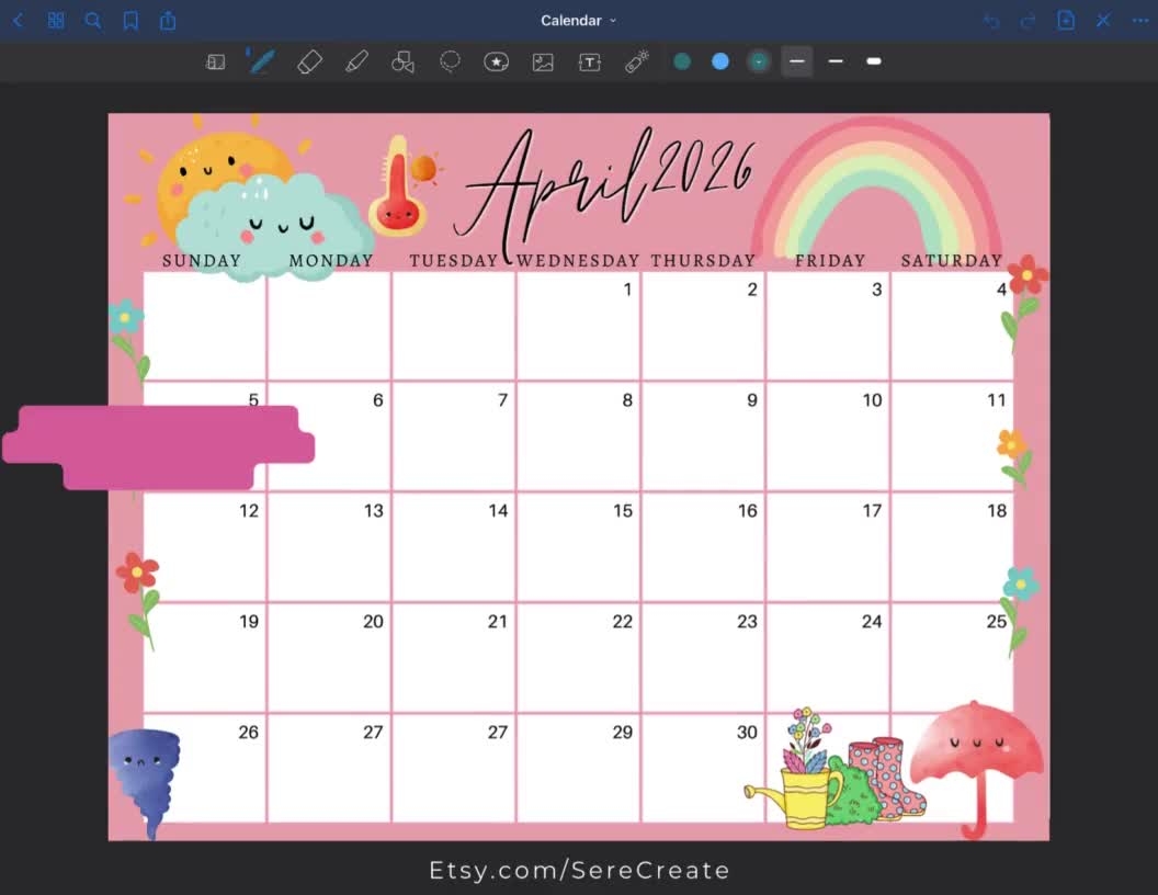 April 2026 Digital Calendar Light Pink Easter Sunday Editable Fillable Printable Calendar For Planning PDF PNG And JPG Download
