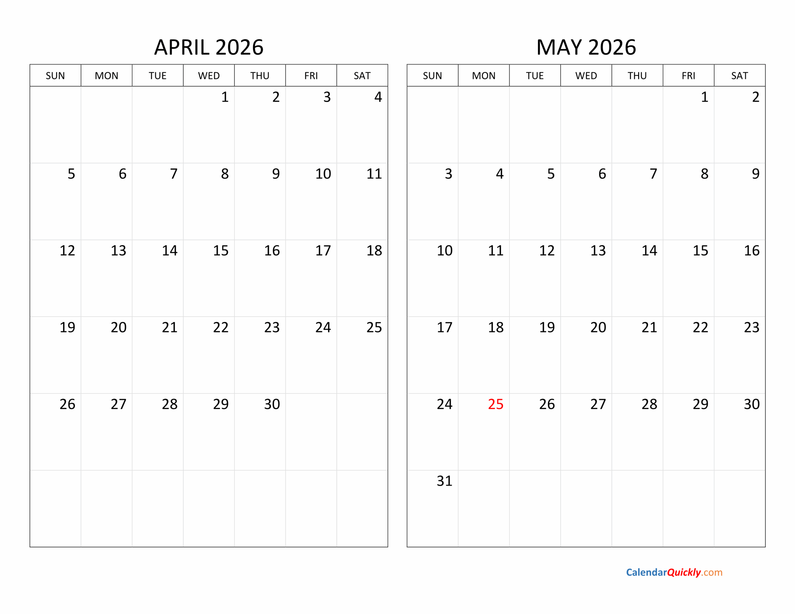 Calendar Of April Of 2026