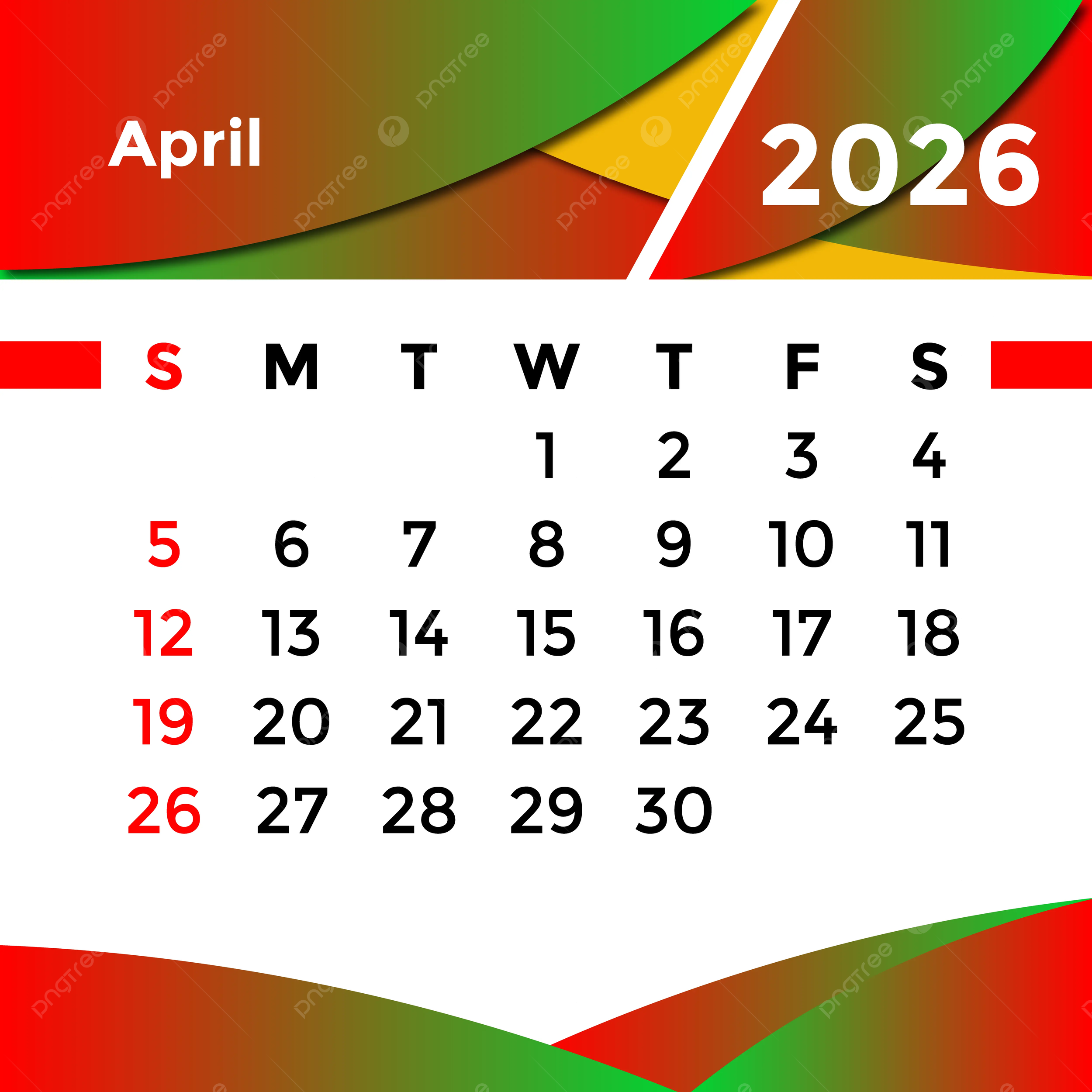 April 30 Calendar 2026