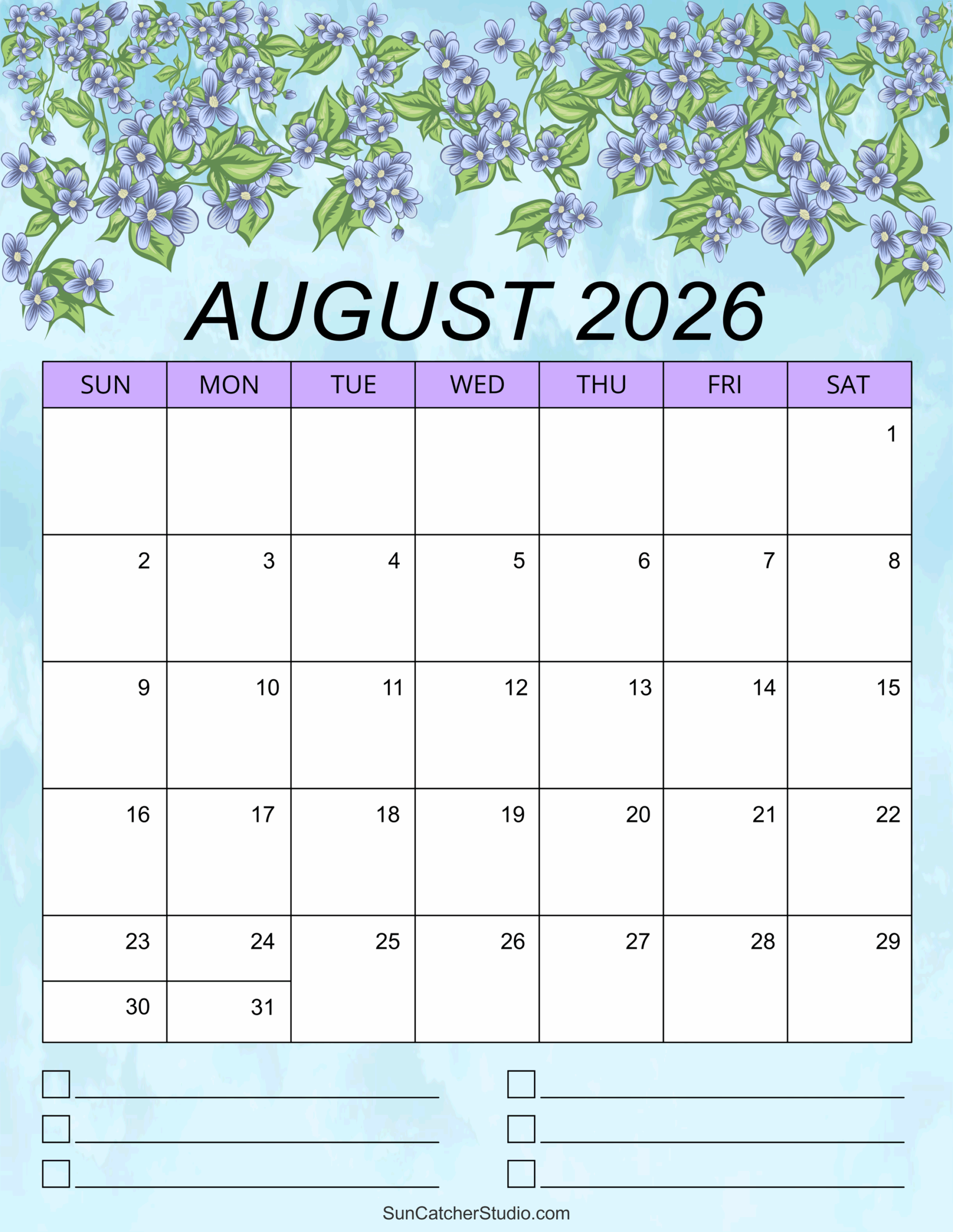 Calendar August 2023 To January 2026