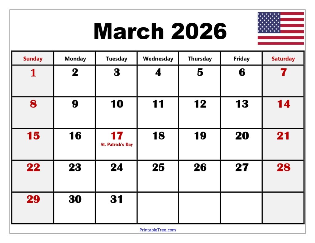 Printable Calendar March 2026 With Holidays - Free Printable Calendar