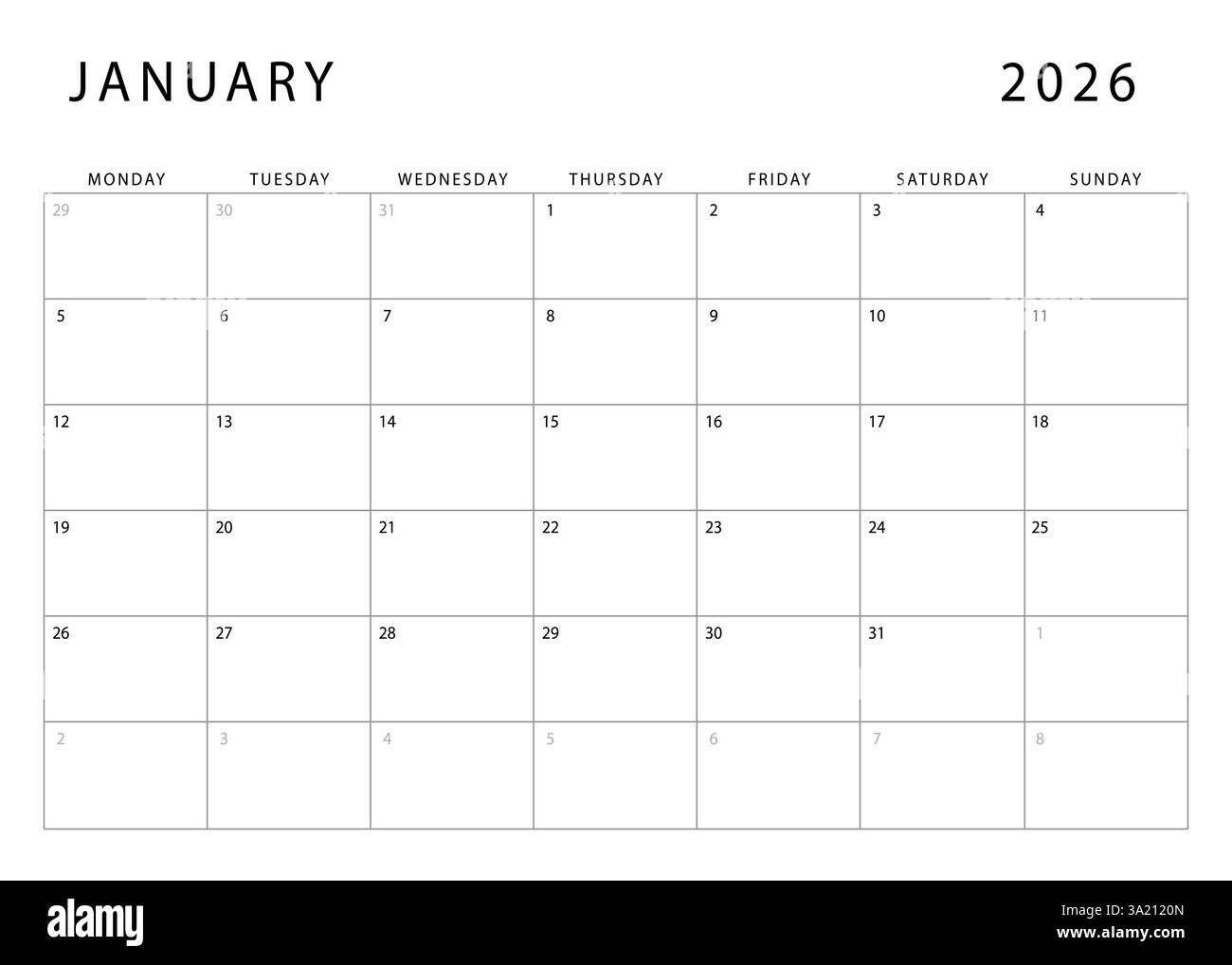 Calendar 2026 Black And White Stock Photos U0026 Images Alamy