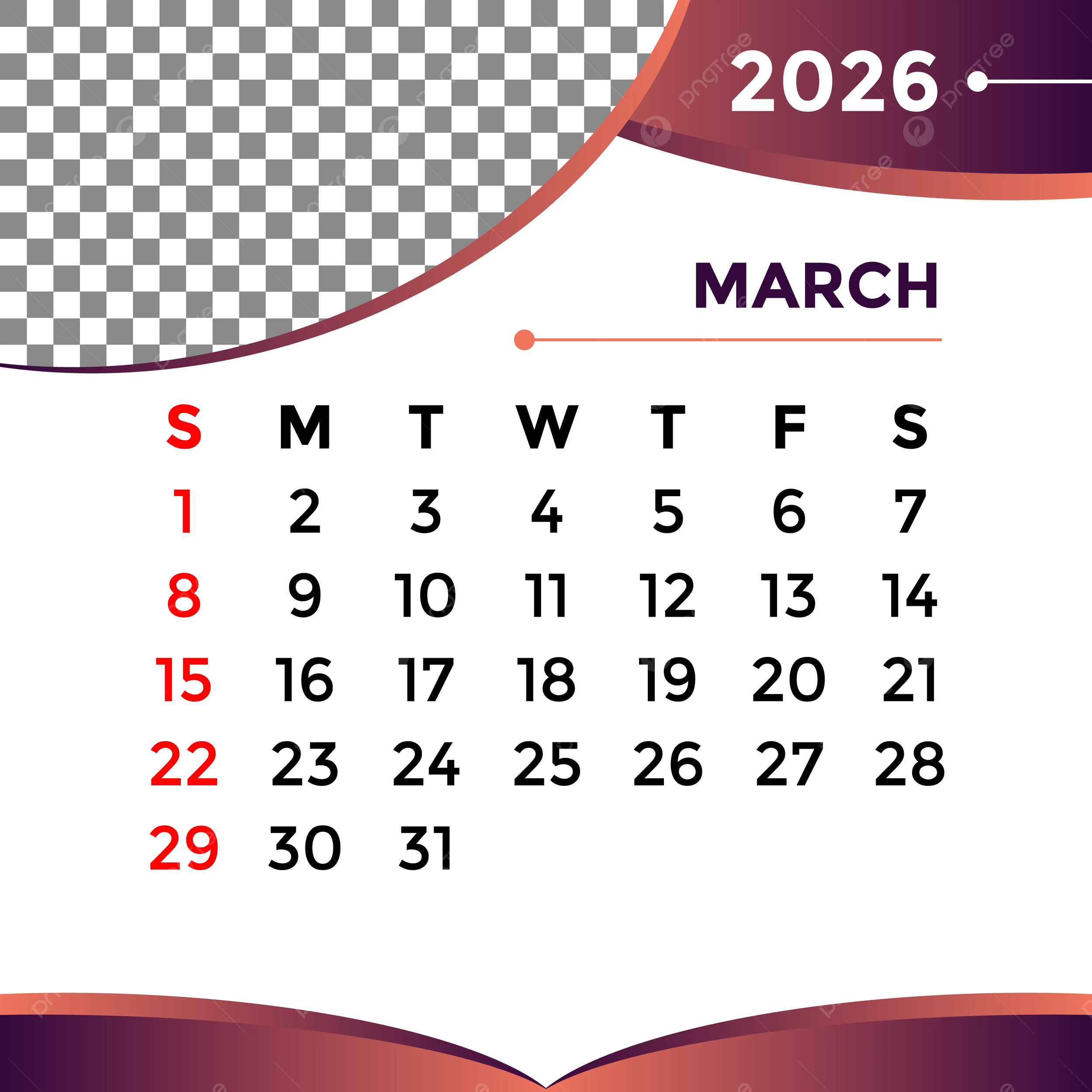 Calendar 2026 Month Of March Vector Template Download On Pngtree