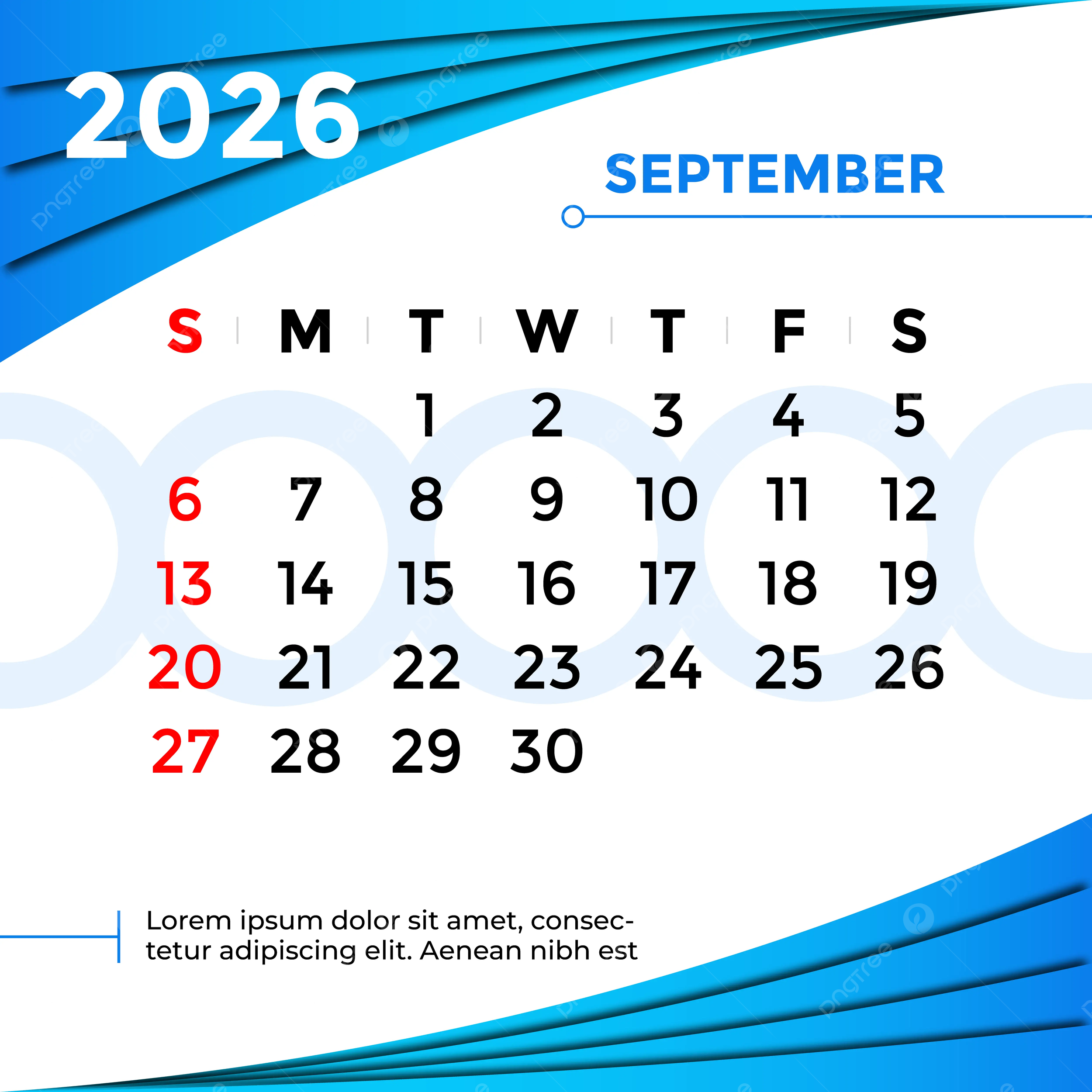 Calendar 2026 September Month Vector Template Download On Pngtree