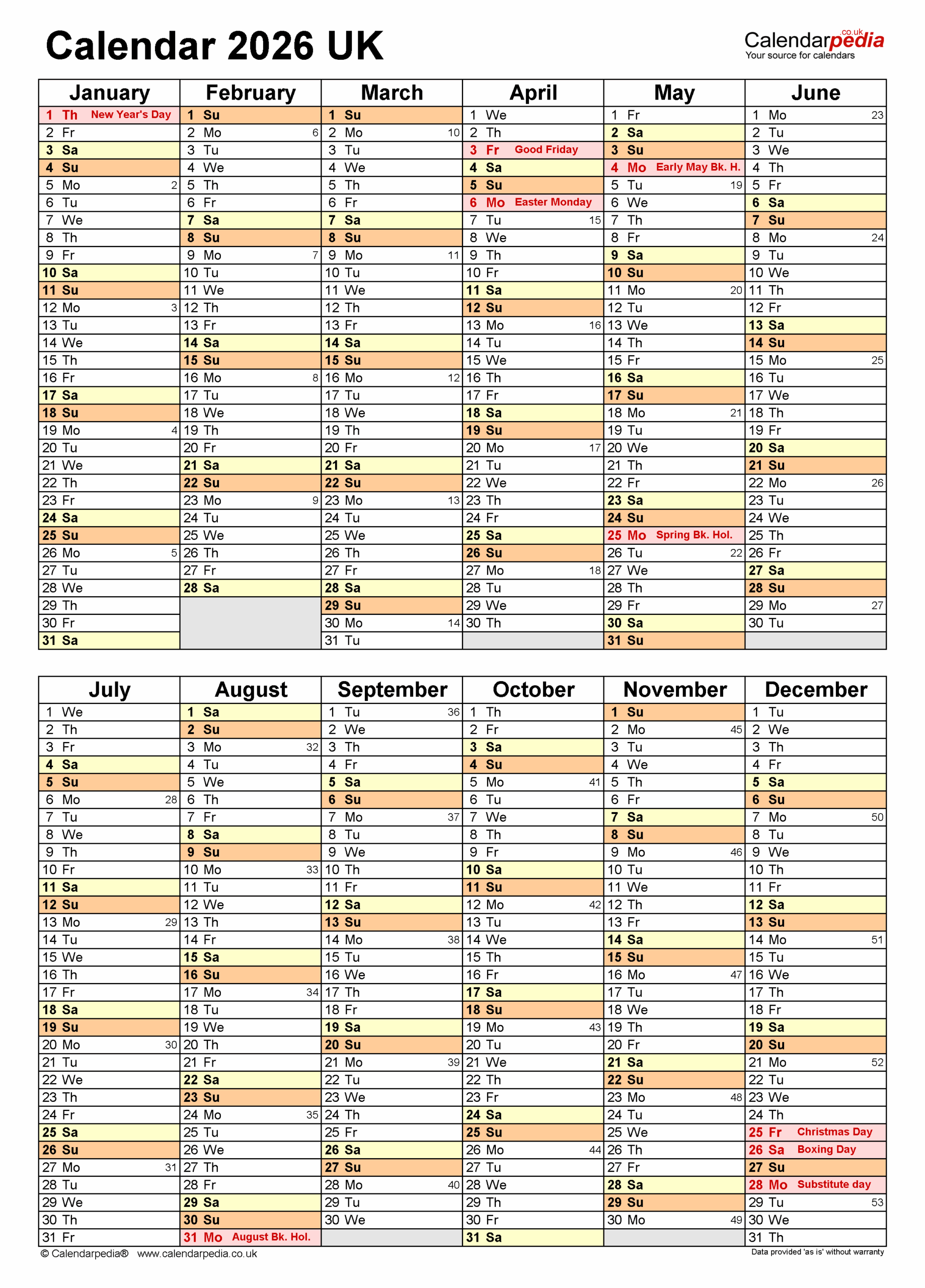 January 2026 Calendar In Excel