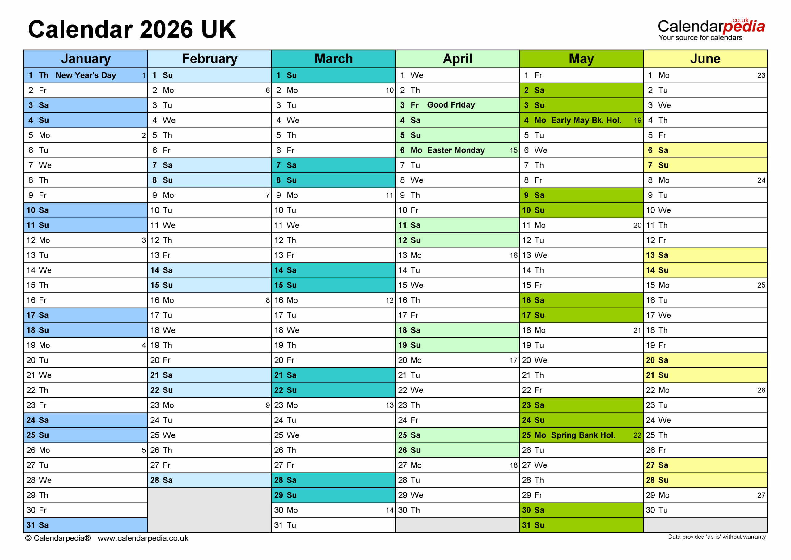 Calendar May 2026 Excel