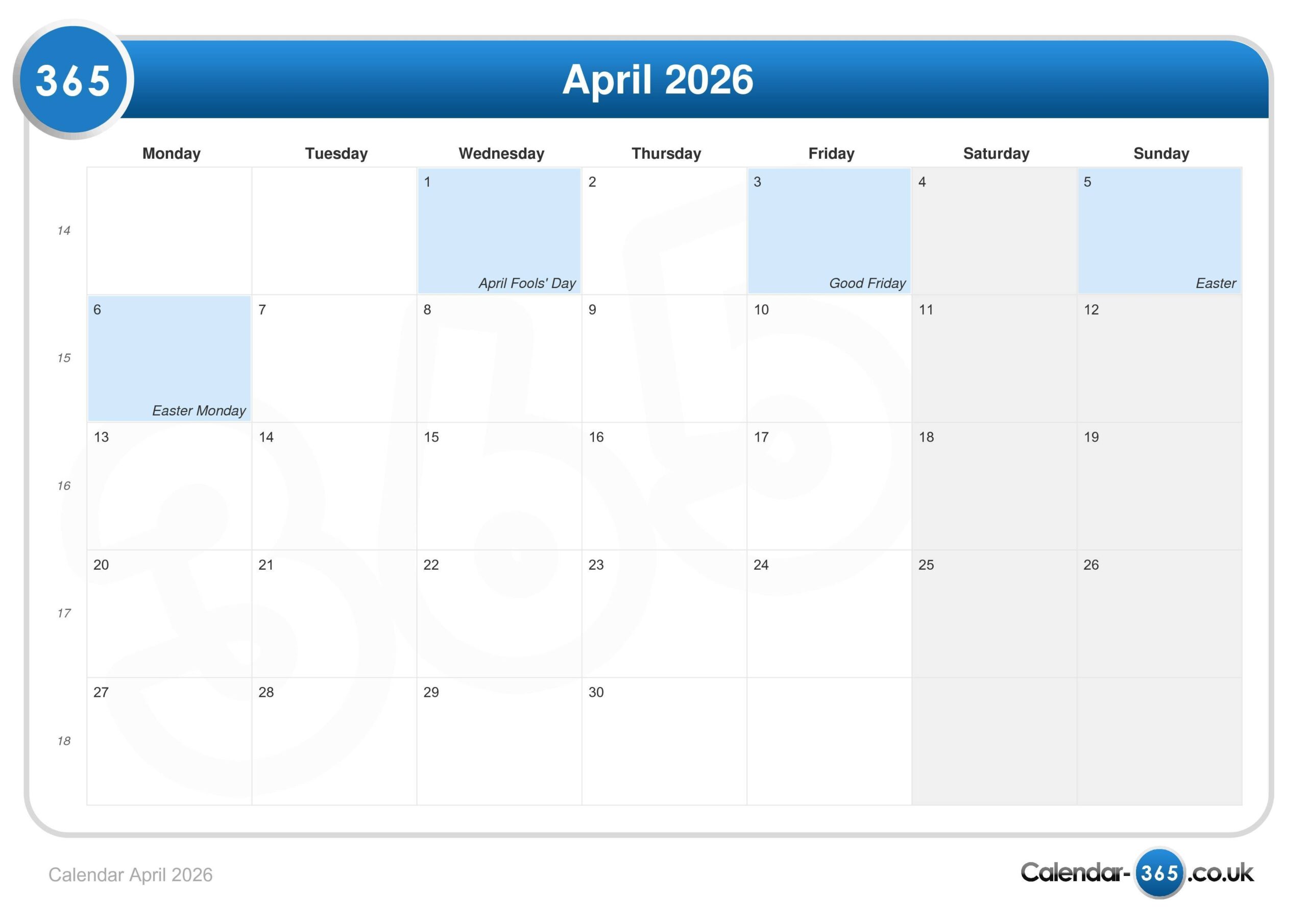 Lunar Calendar For April 2026