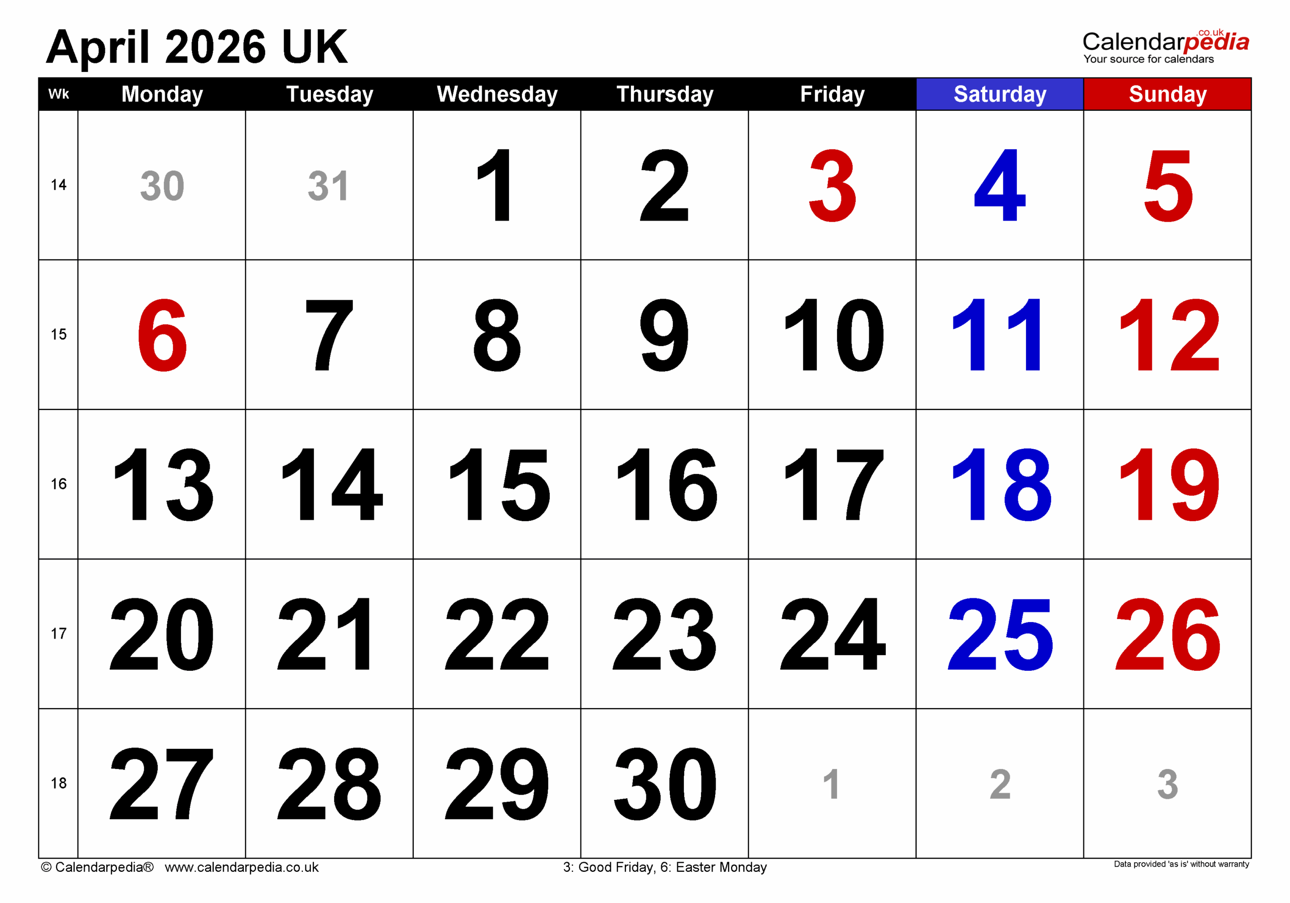 April 2026 National Day Calendar