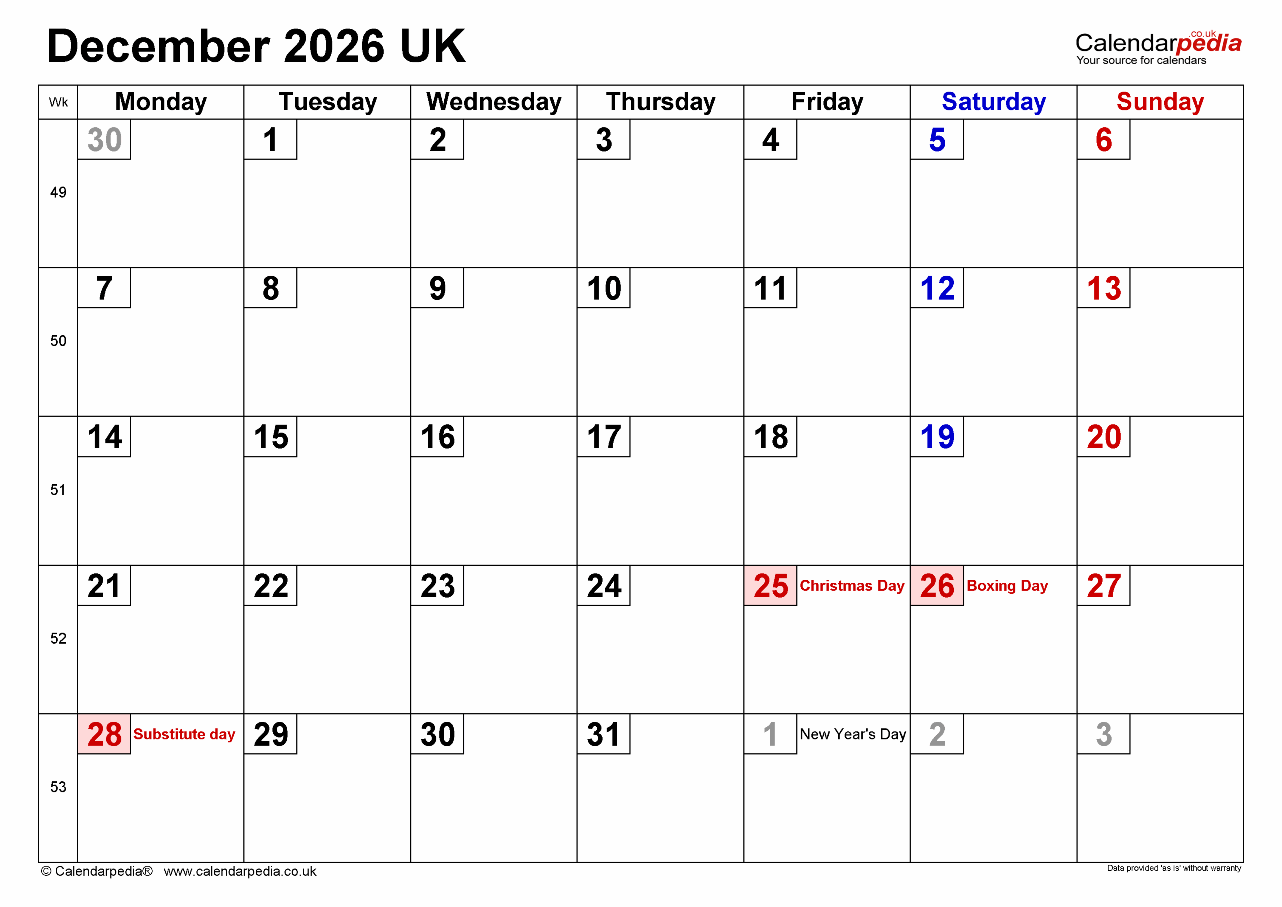 Marketing Calendar December 2026