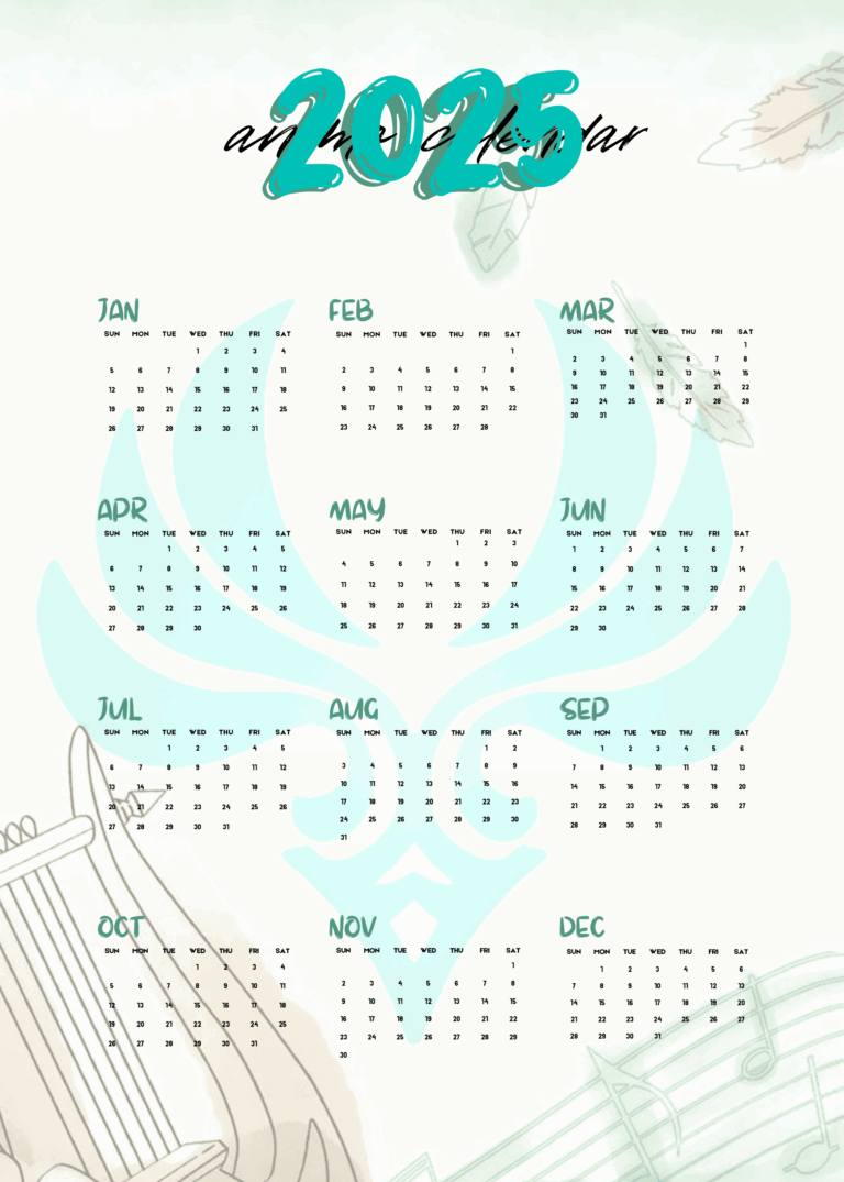 Calendar Genshin Impact Anemo Themed Calendar 2025 By 