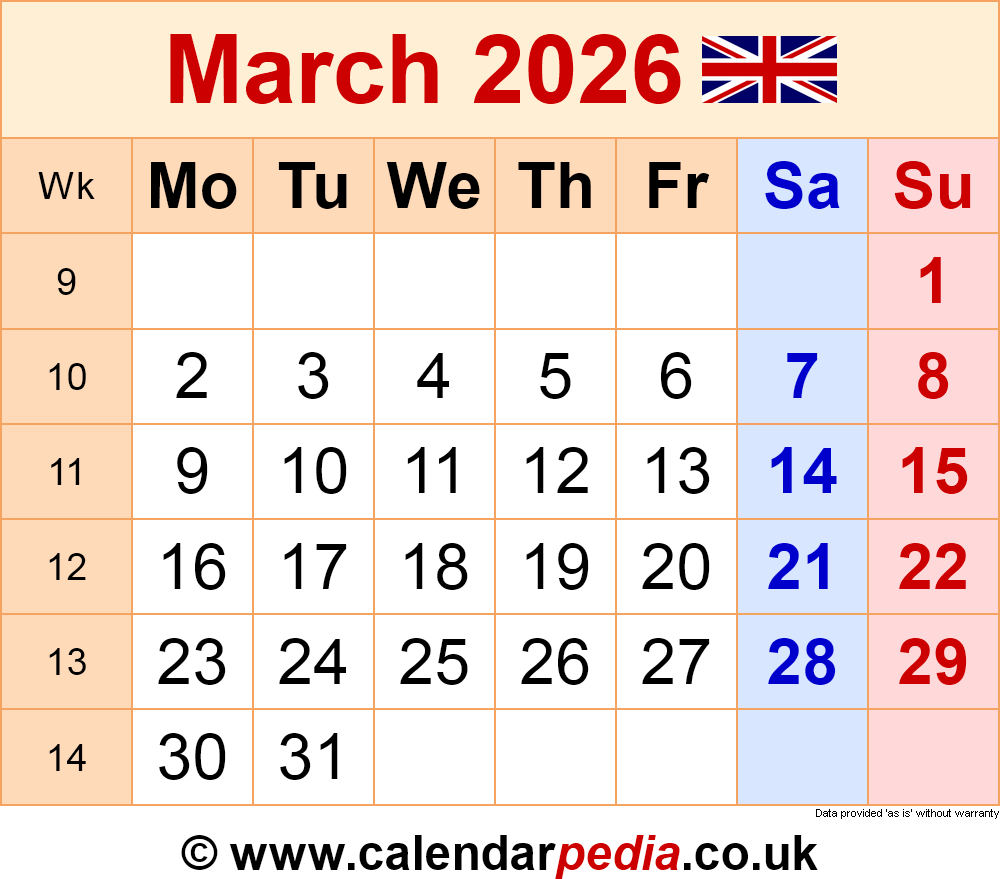 March 2026 Calendar March