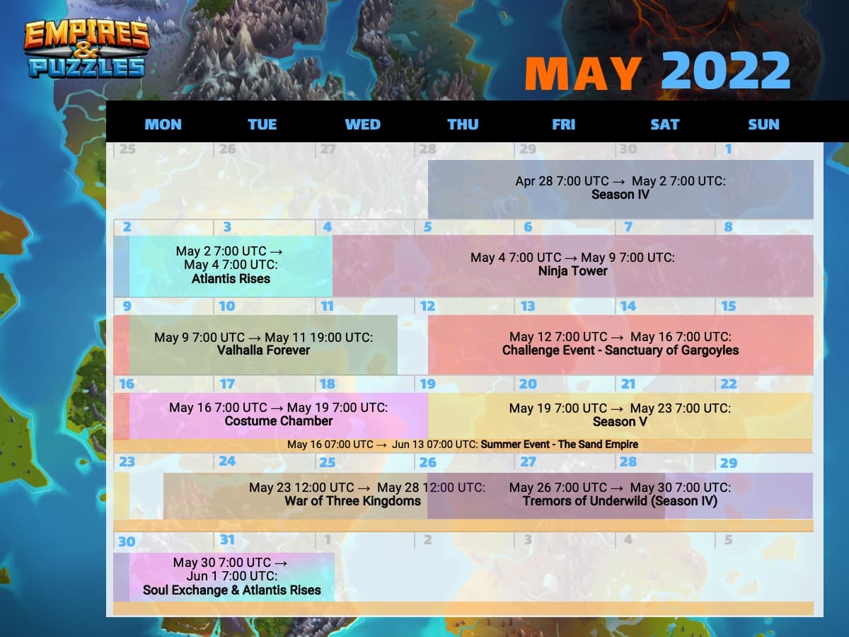 Calendar Of Events For May 2022 News U0026 Updates Empires U0026 Puzzles Community Forum