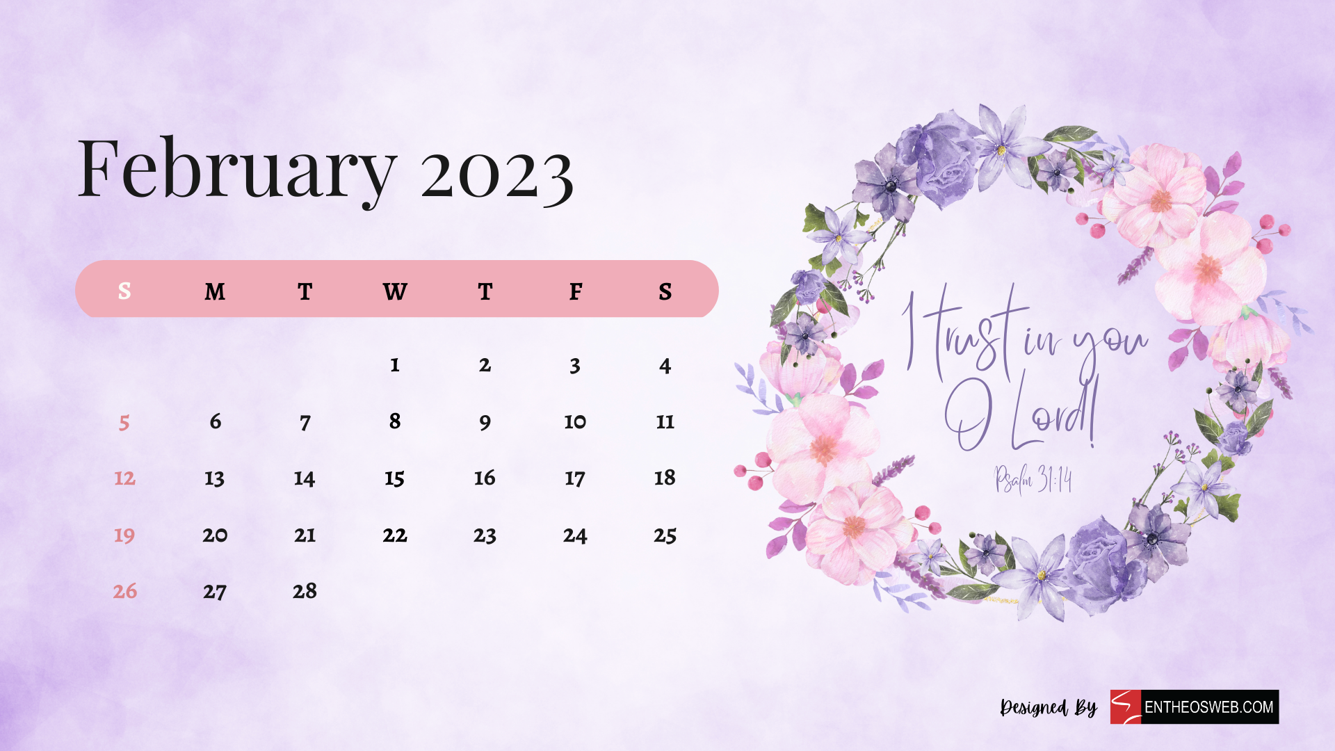 Christian Floral 2023 Calendar Desktop Wallpaper EntheosWeb