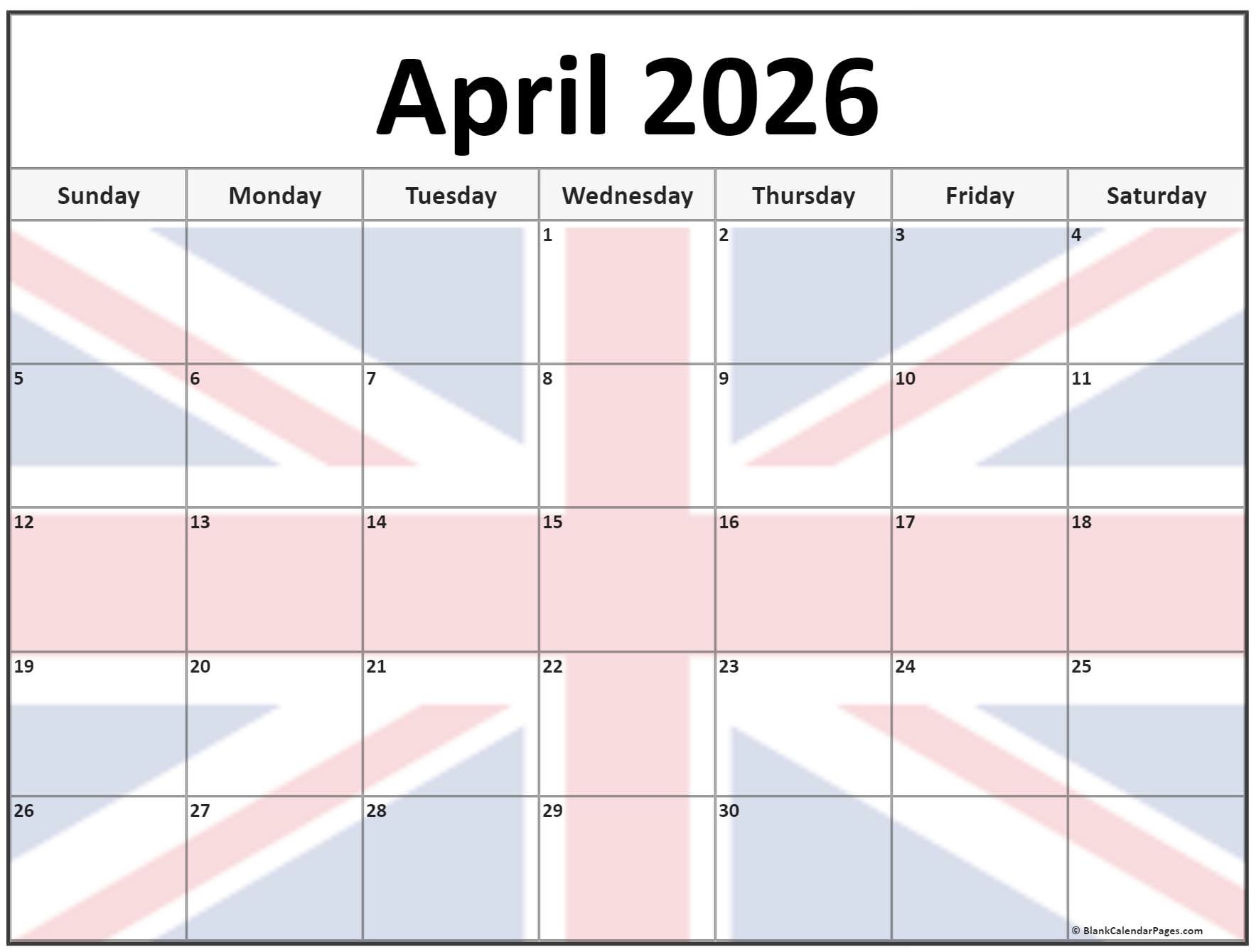 Collection Of April 2026 Photo Calendars With Image Filters 