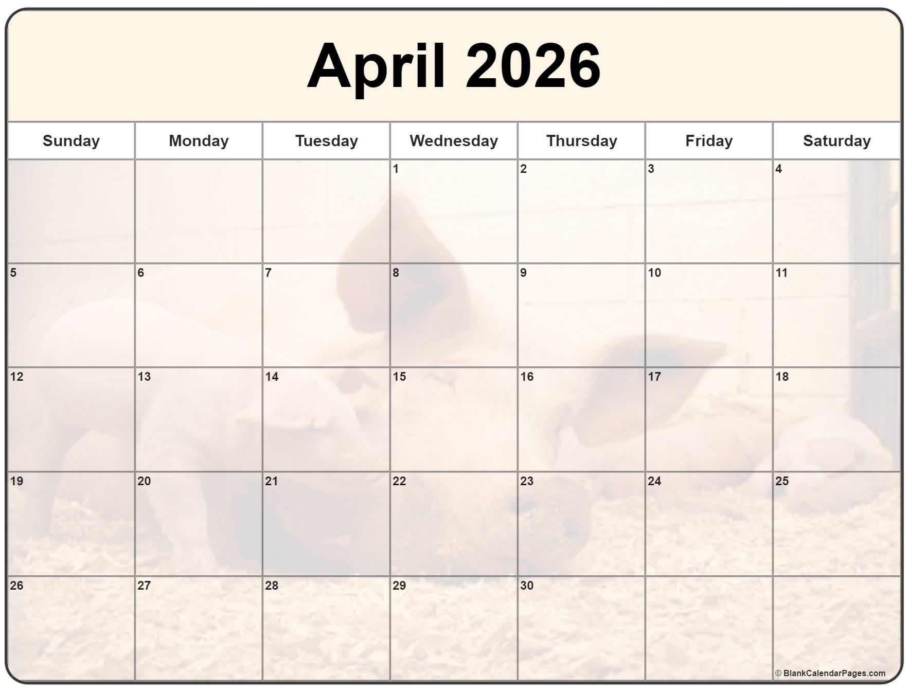 Printable Calendar April 2026 Starting Monday