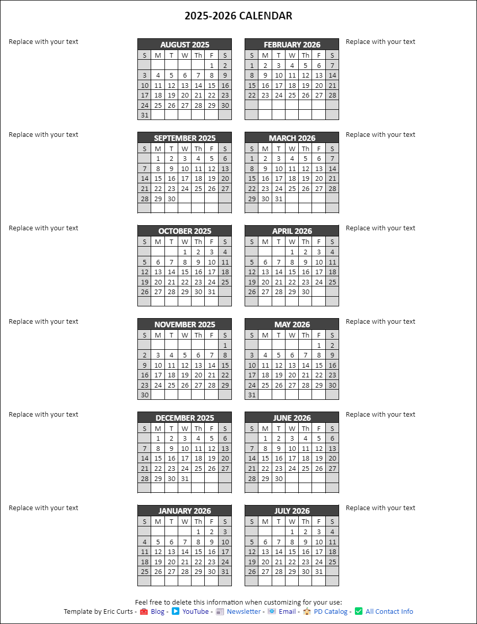 Control Alt Achieve Google Docs Calendar Templates For The 2025 