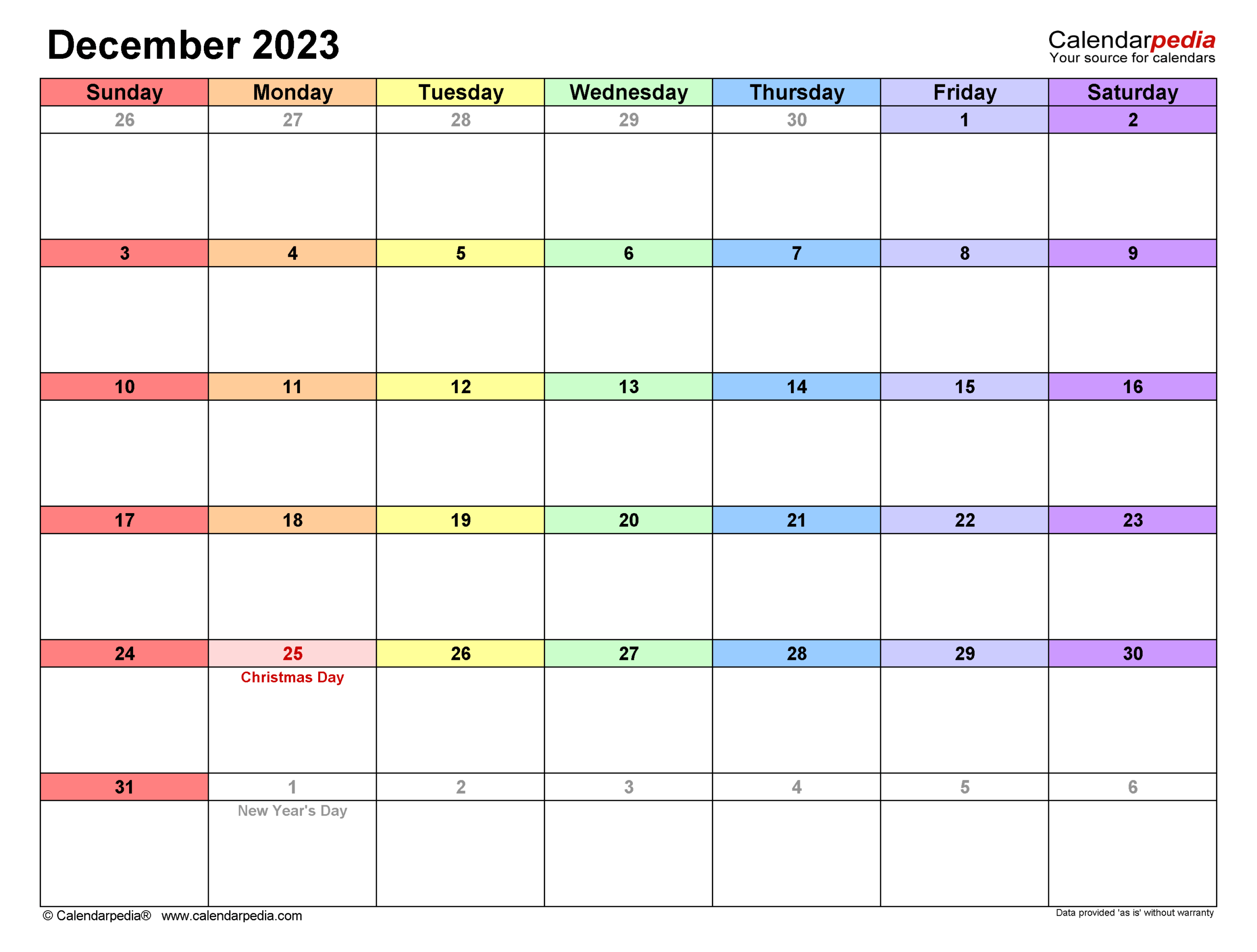 December 2023 Calendar Templates For PDF Excel And Word
