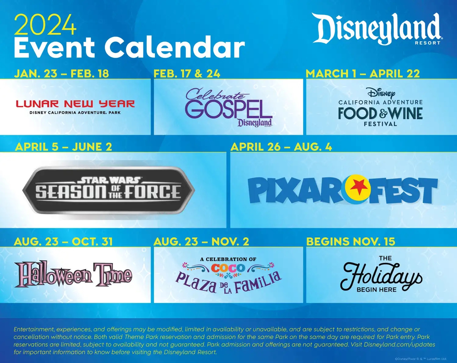 Disneyland Resort Releases First Ever Event Calendar For 2024 DVC Shop