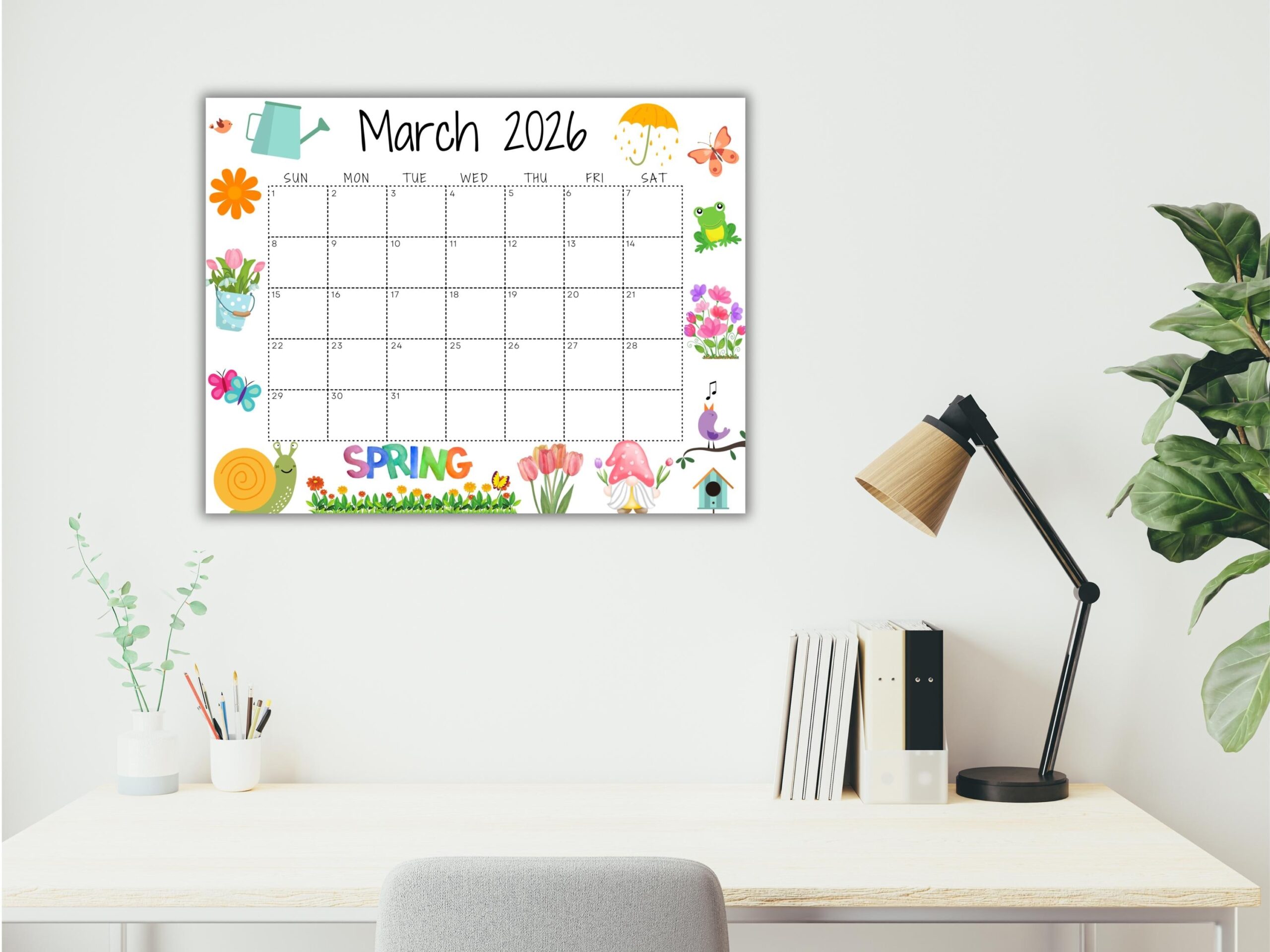 EDITABLE March 2026 Calendar Printable Wall Calendar 2026 