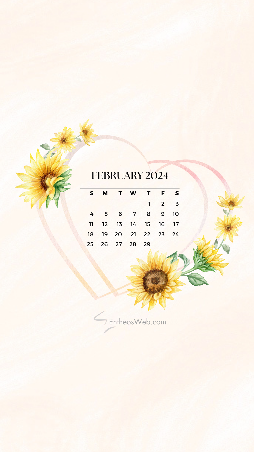 February 2024 Calendar Phone Wallpaper EntheosWeb