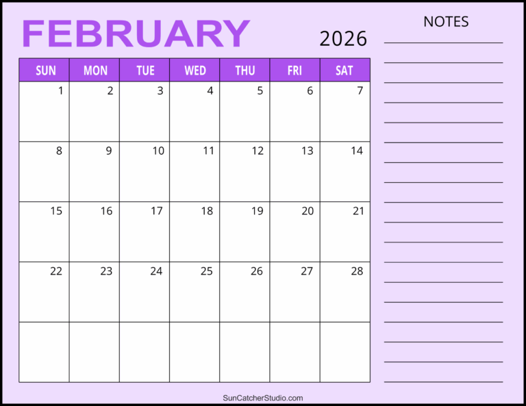February 2026 Calendar Free Printable Free Printables 