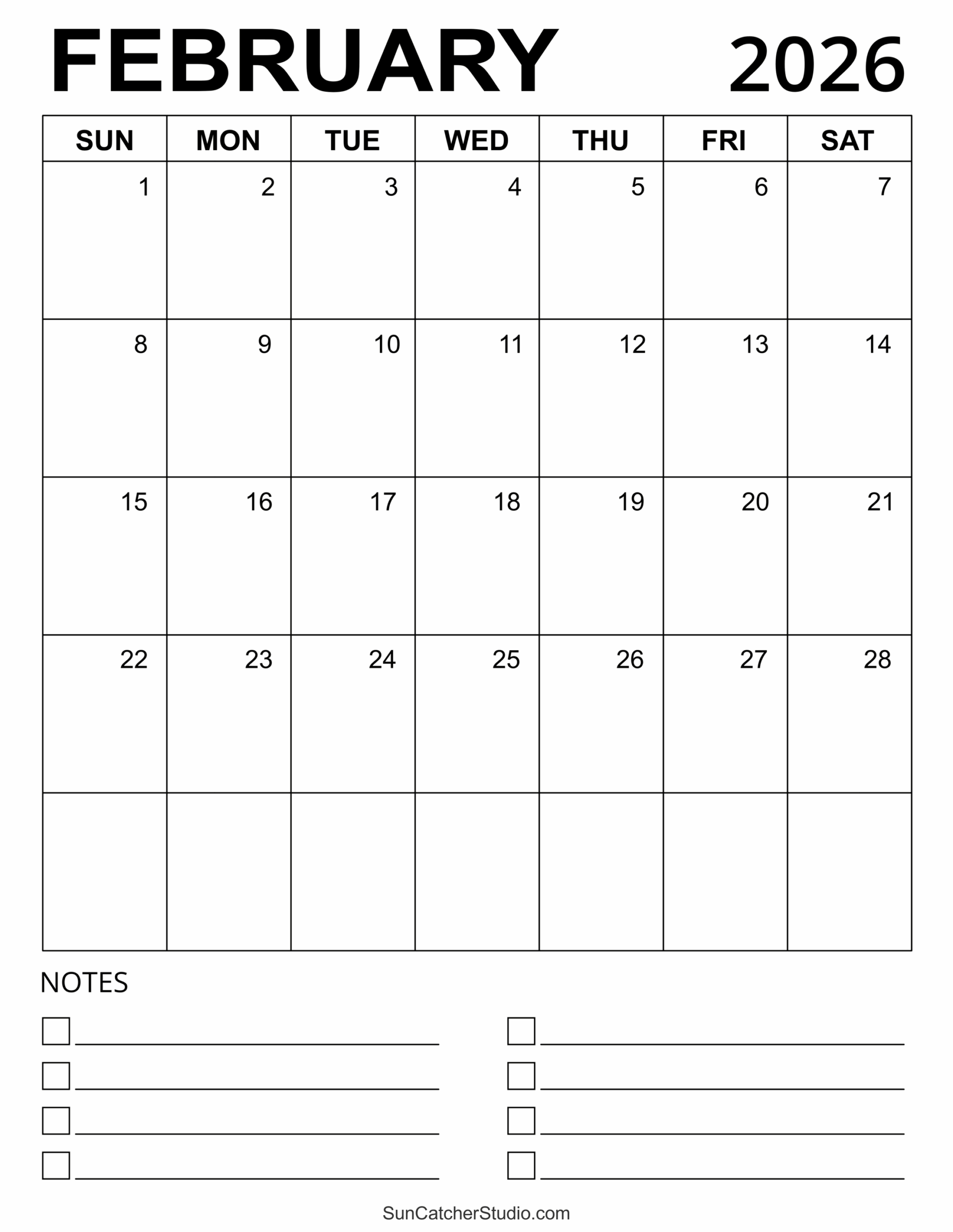 Free Editable Calendar February 2026